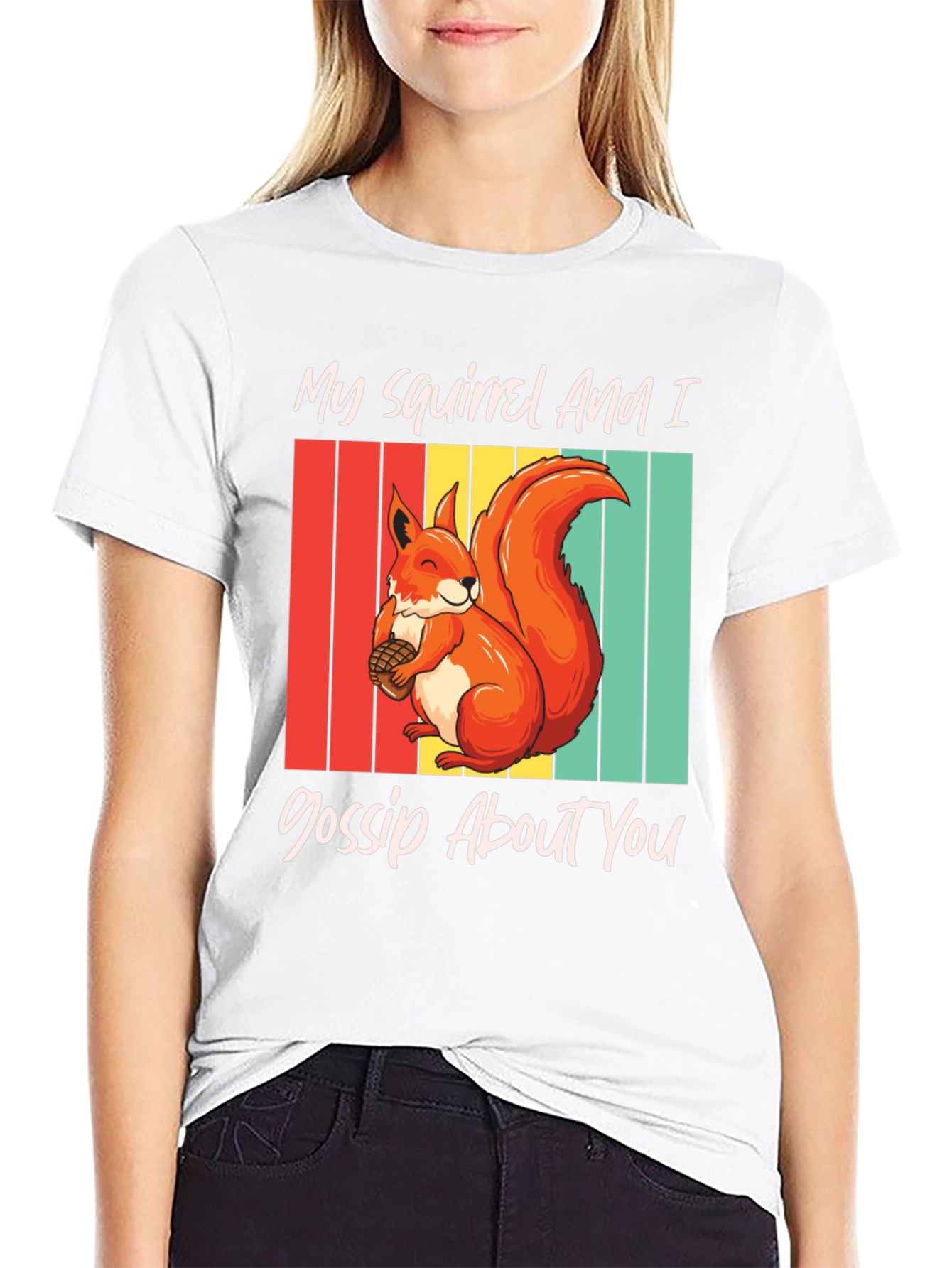 Squirrel Gossip Graphic Tee - Retro Style