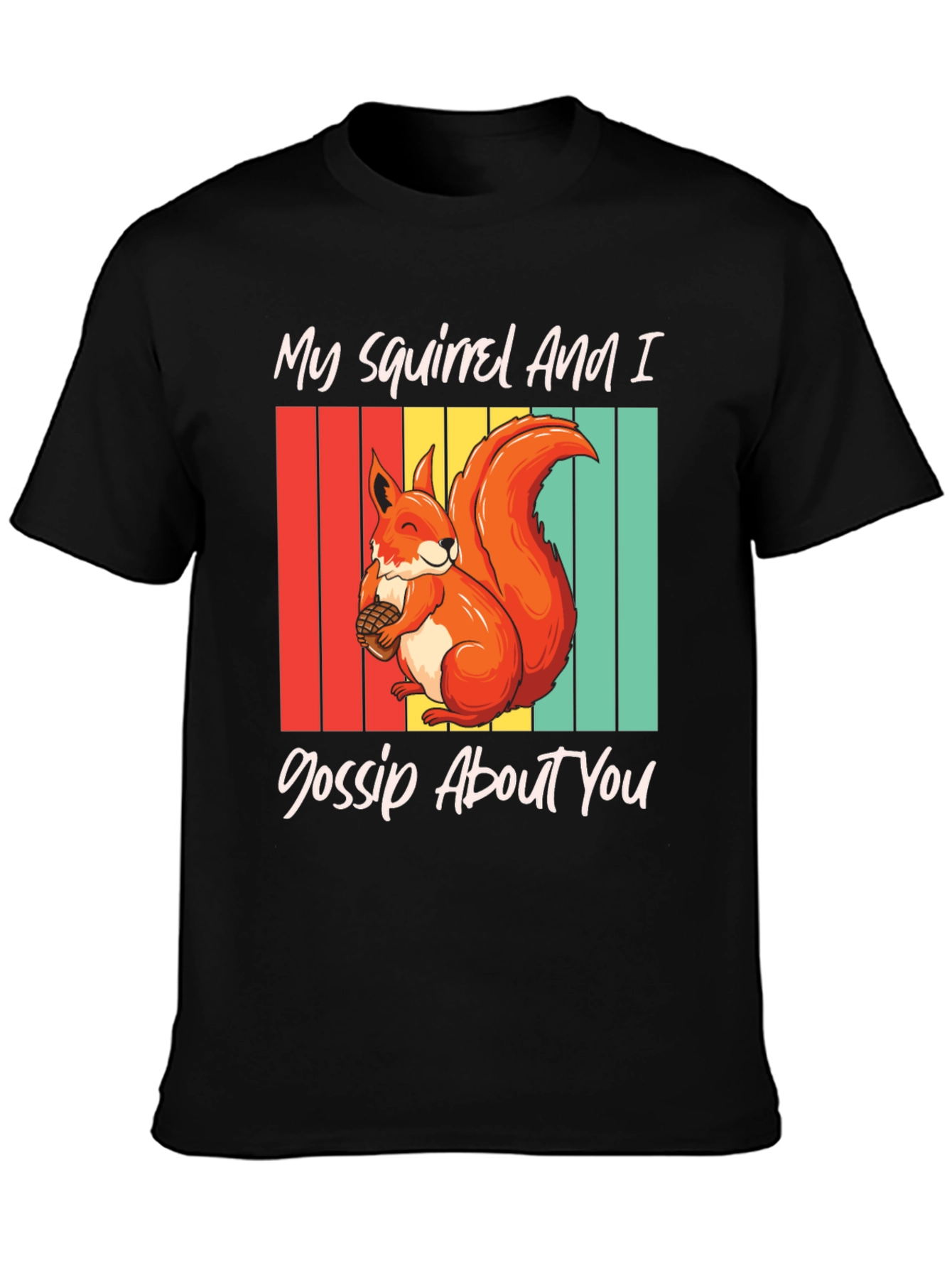 Squirrel Gossip Graphic Tee - Retro Style