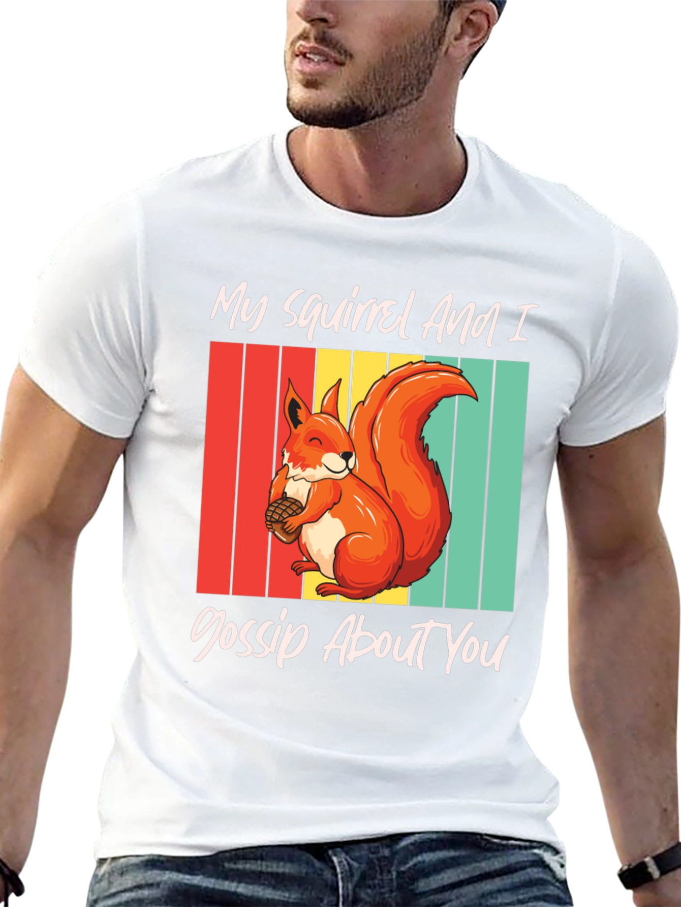 Squirrel Gossip Graphic Tee - Retro Style