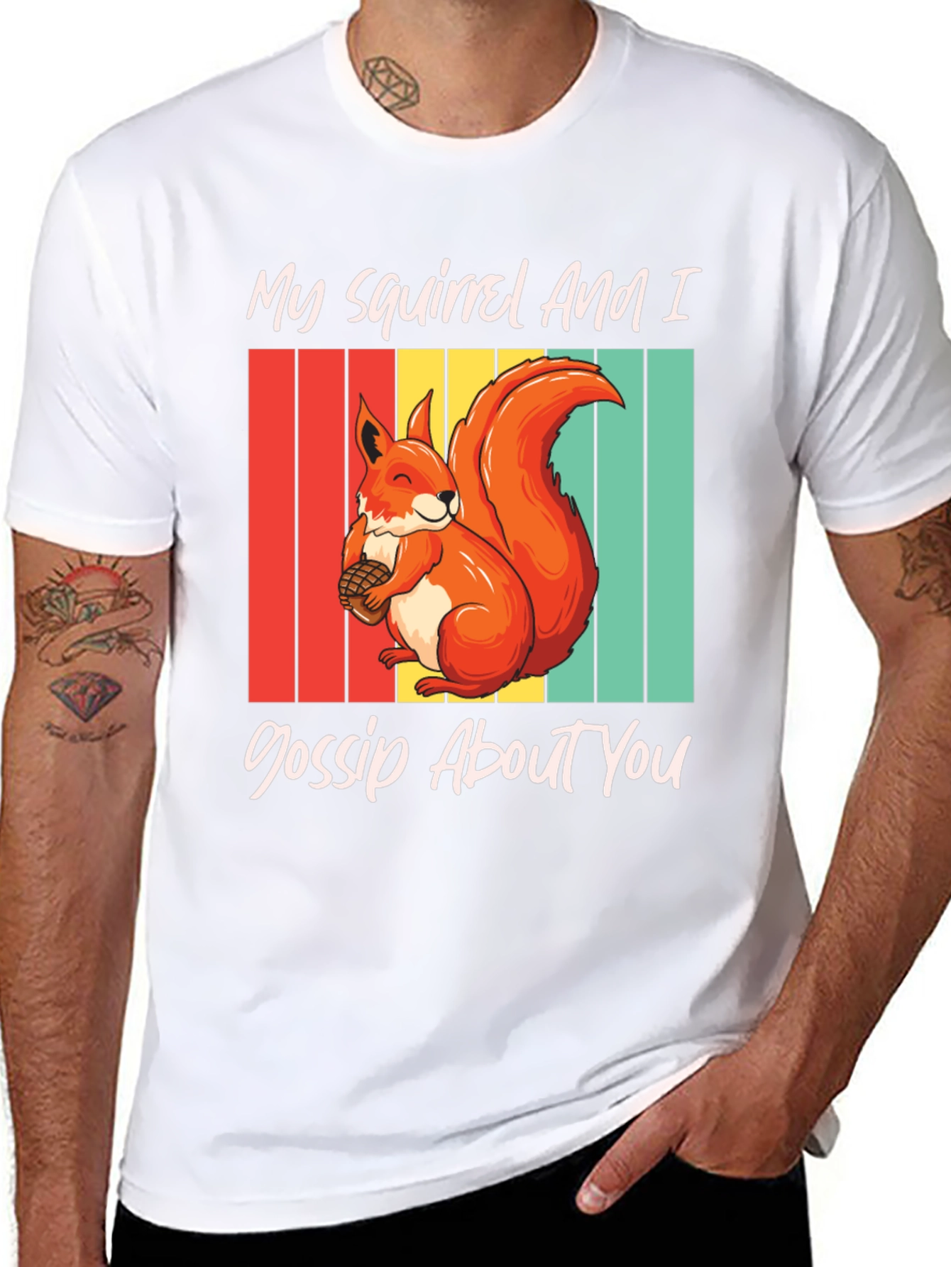 Squirrel Gossip Graphic Tee - Retro Style