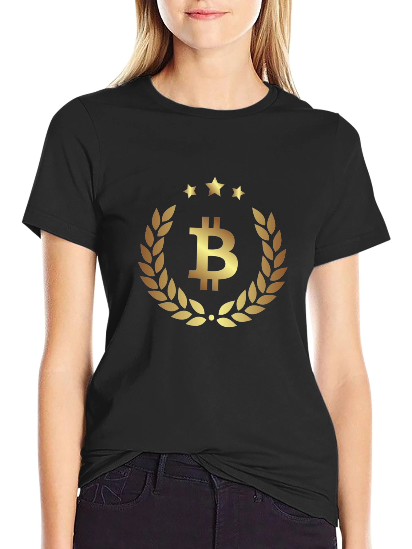 Bitcoin Laurel Wreath Black T-Shirt
