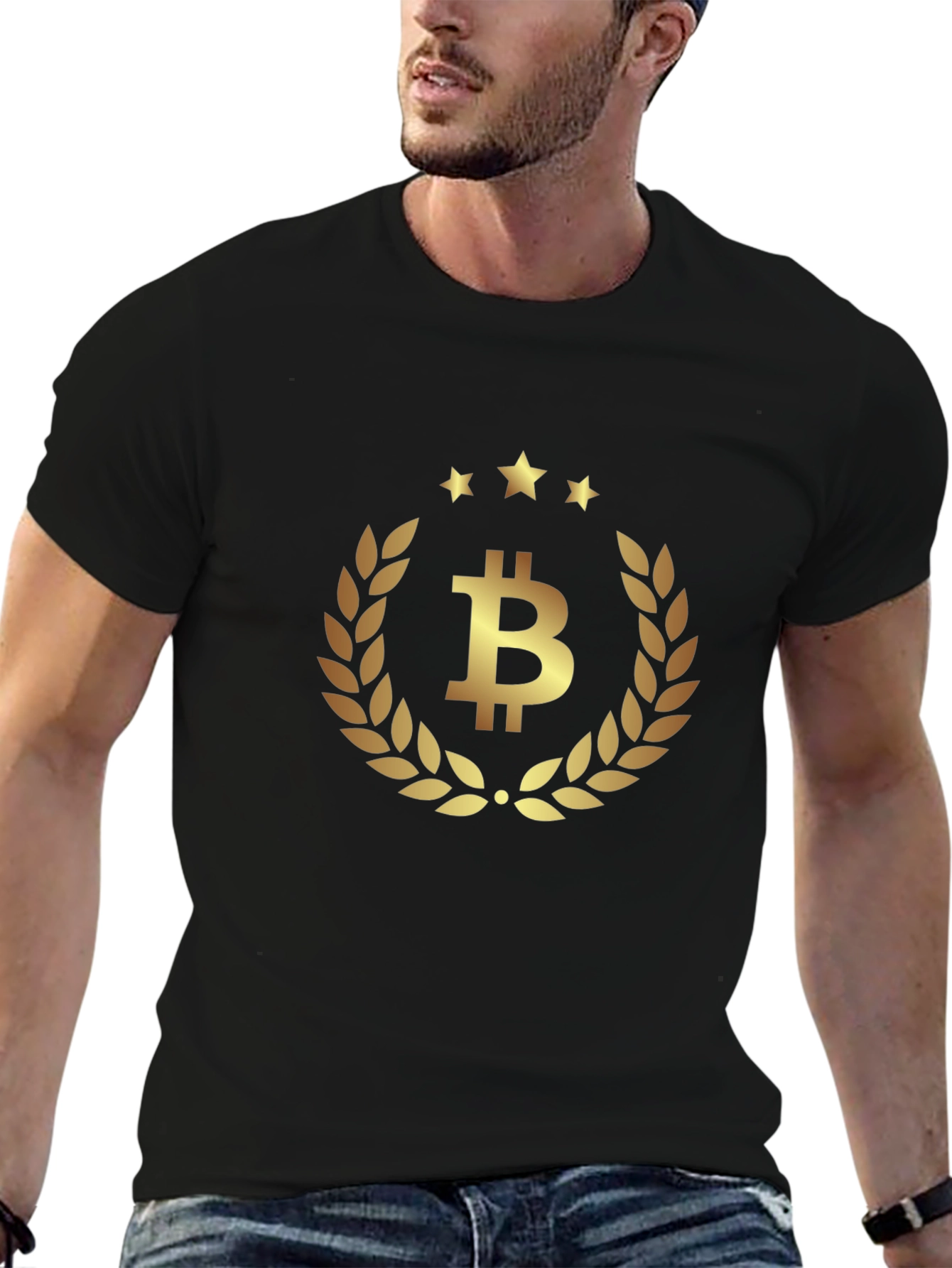 Bitcoin Laurel Wreath Black T-Shirt
