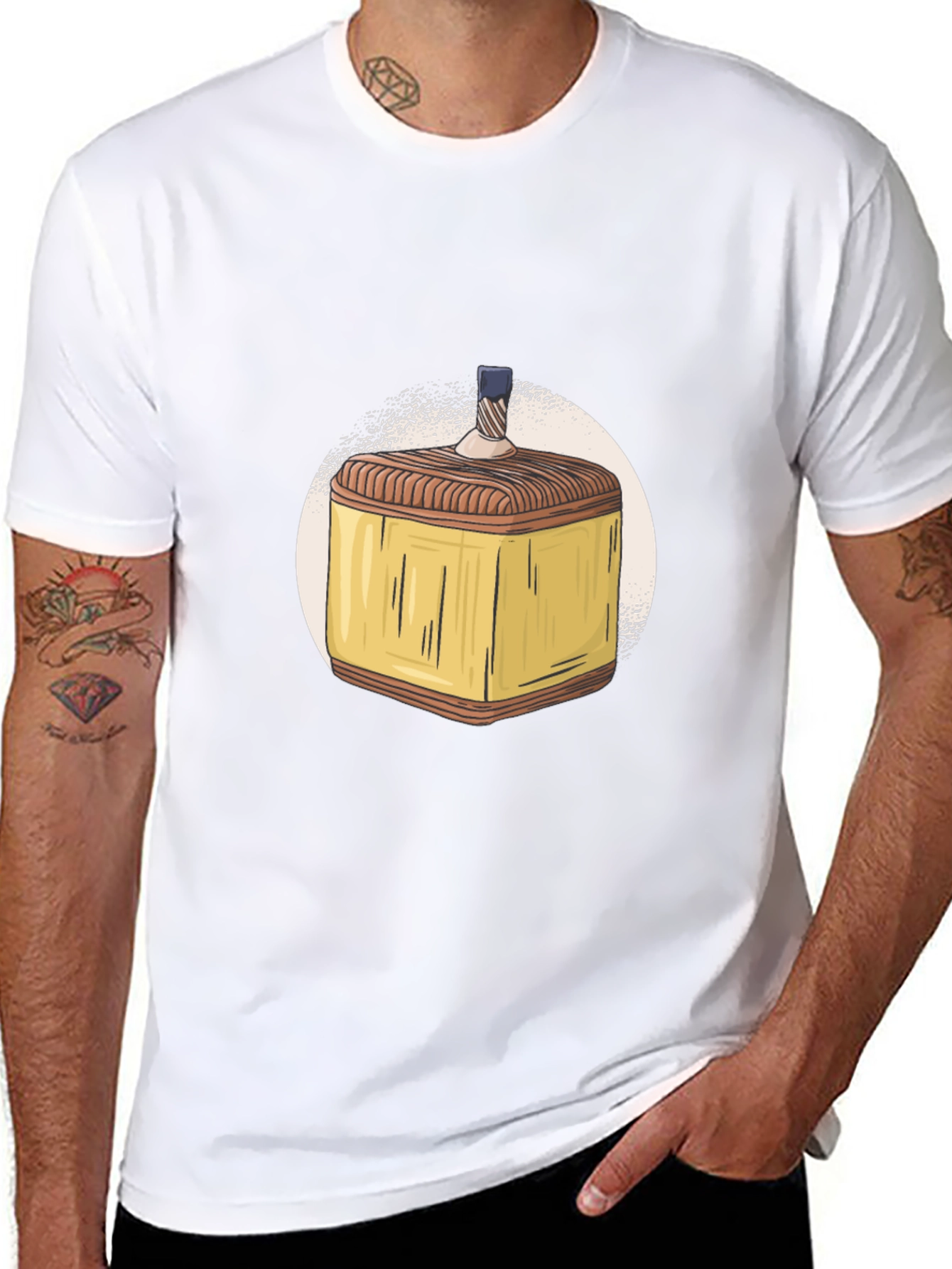 Hanukkah Dreidel Graphic T-Shirt - Mens Black Tee
