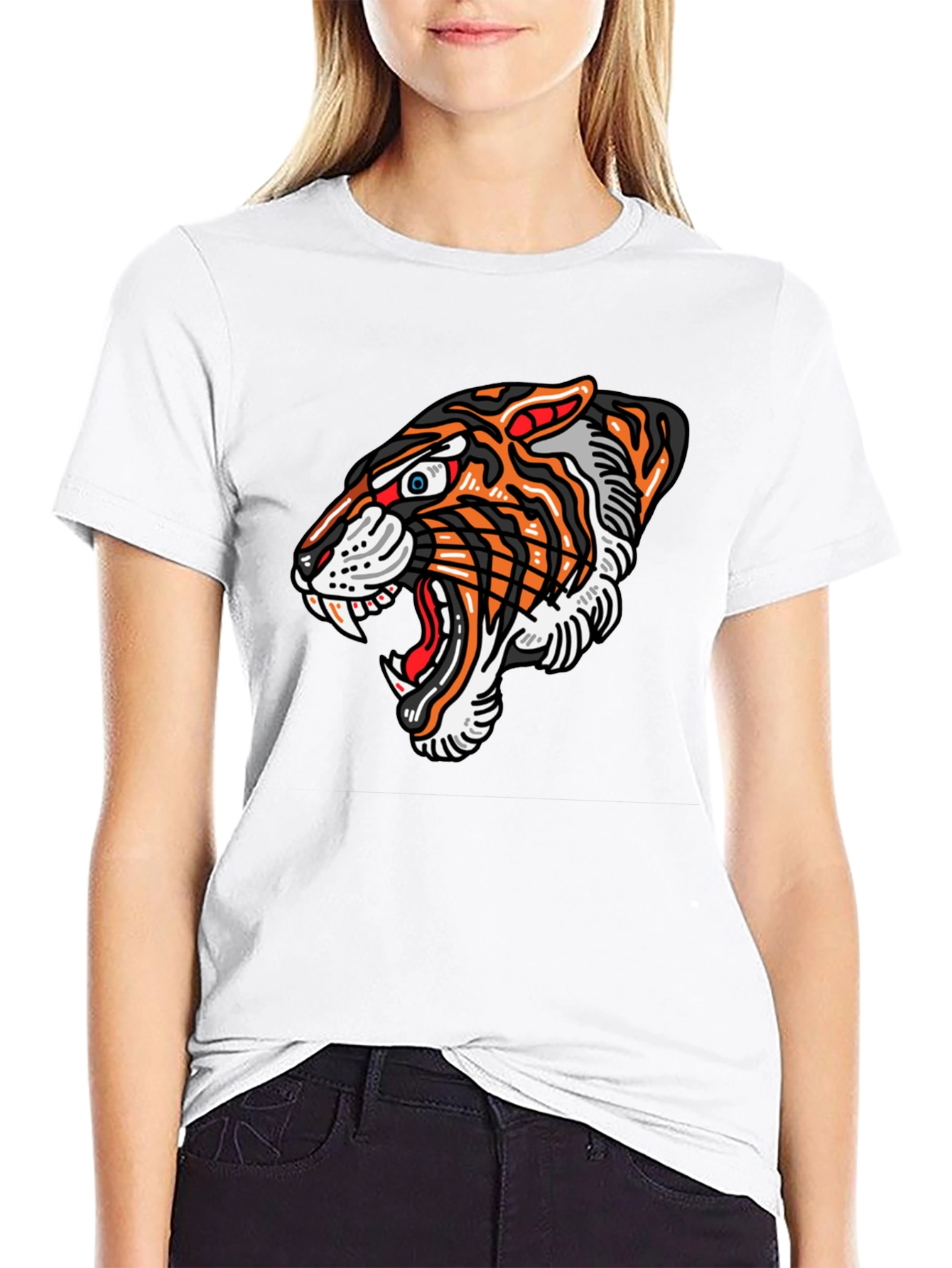 Tiger Graphic Print Black T-Shirt