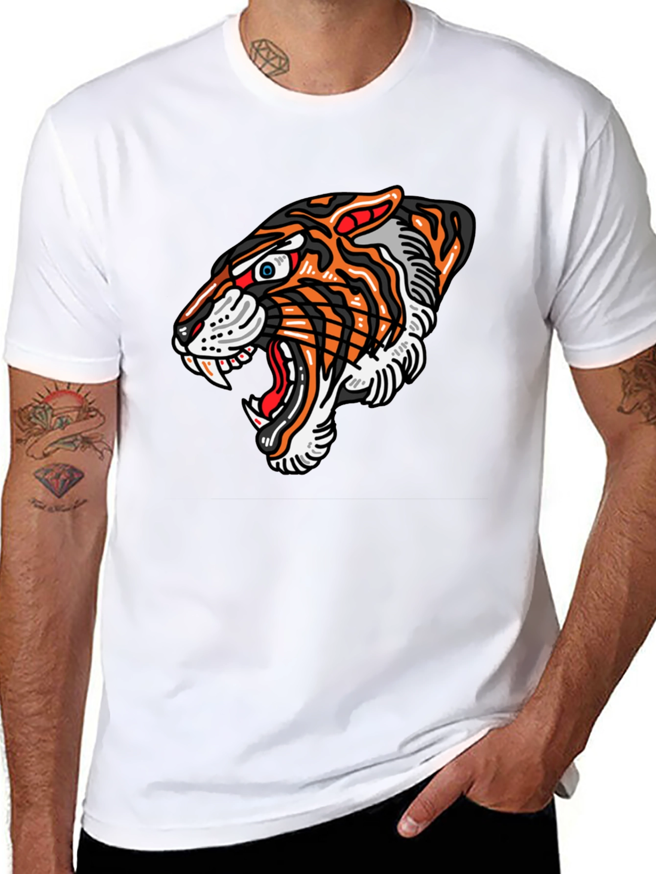 Tiger Graphic Print Black T-Shirt
