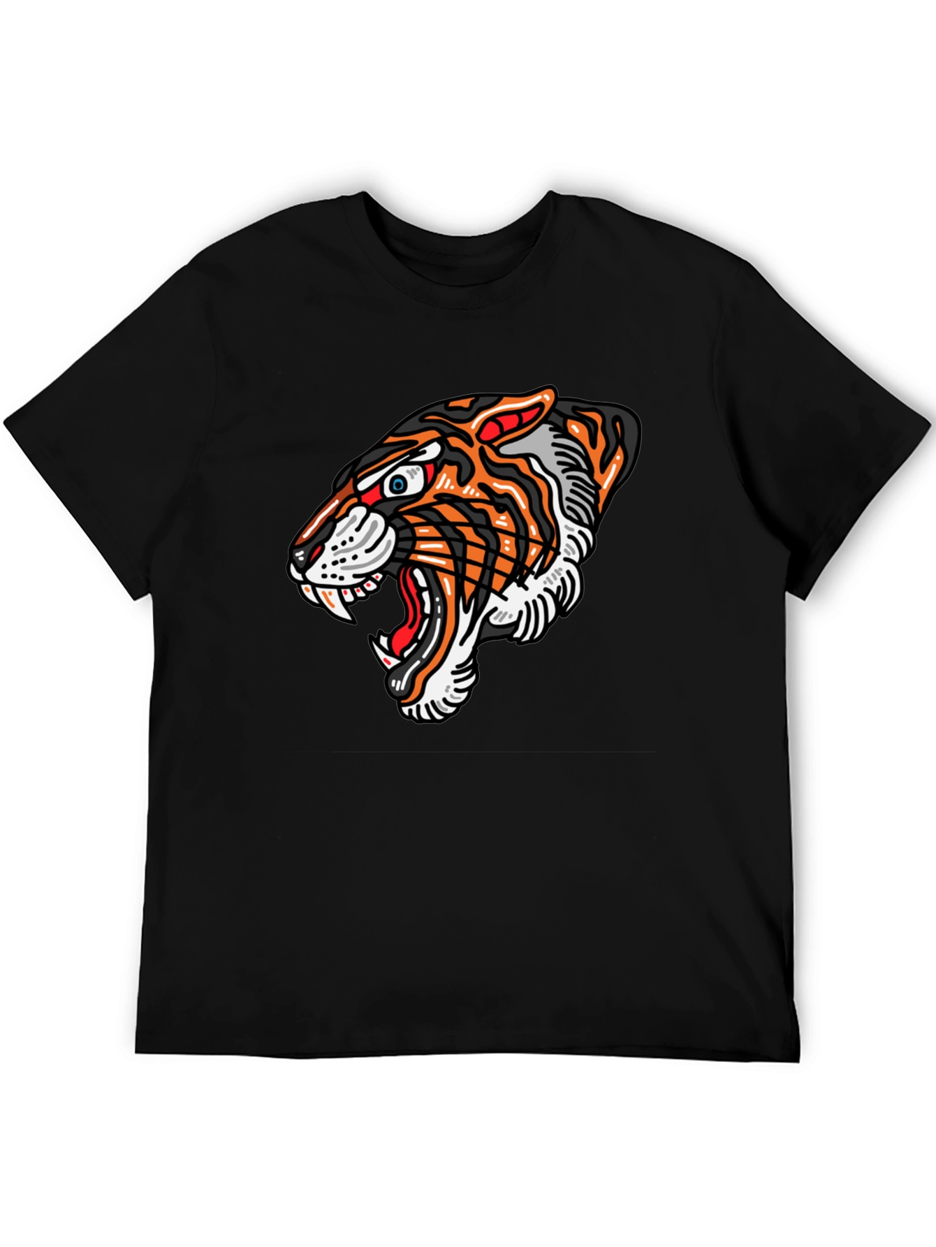 Tiger Graphic Print Black T-Shirt