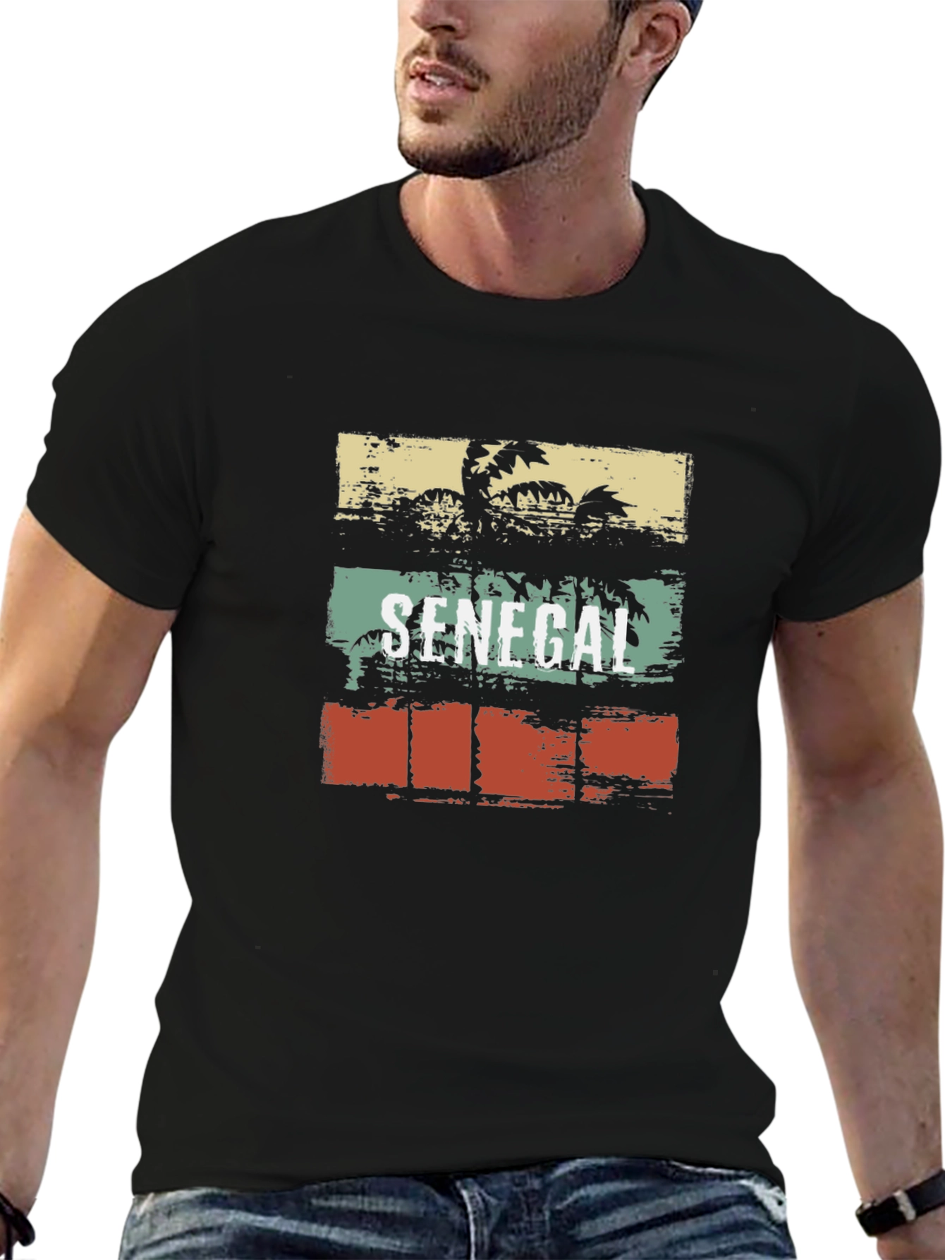 Senegal Palm Tree Black T-Shirt