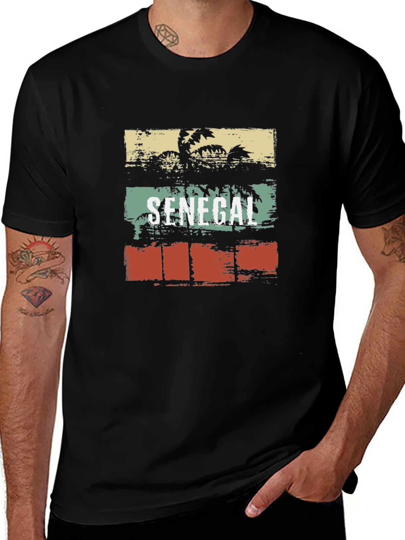 Senegal Palm Tree Black T-Shirt