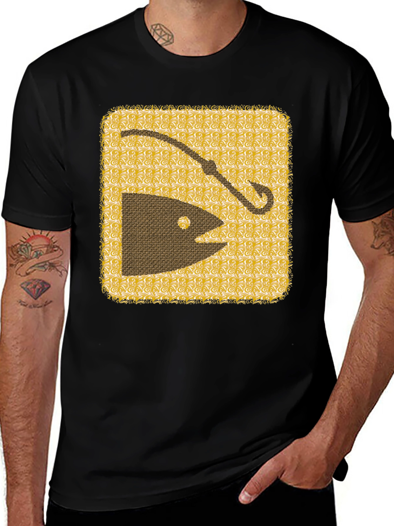 Fishing Hook & Fish Graphic Tee