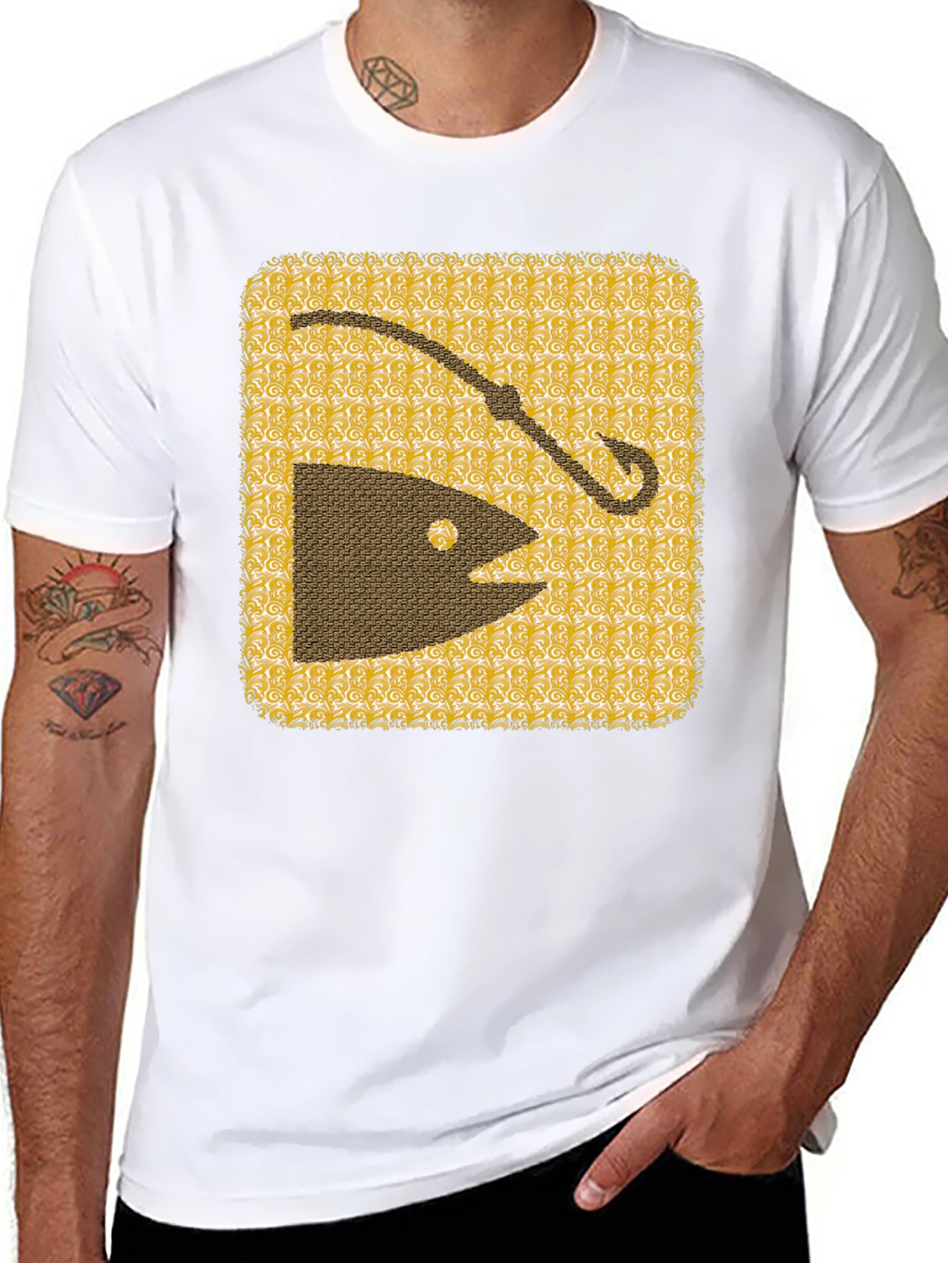 Fishing Hook & Fish Graphic Tee