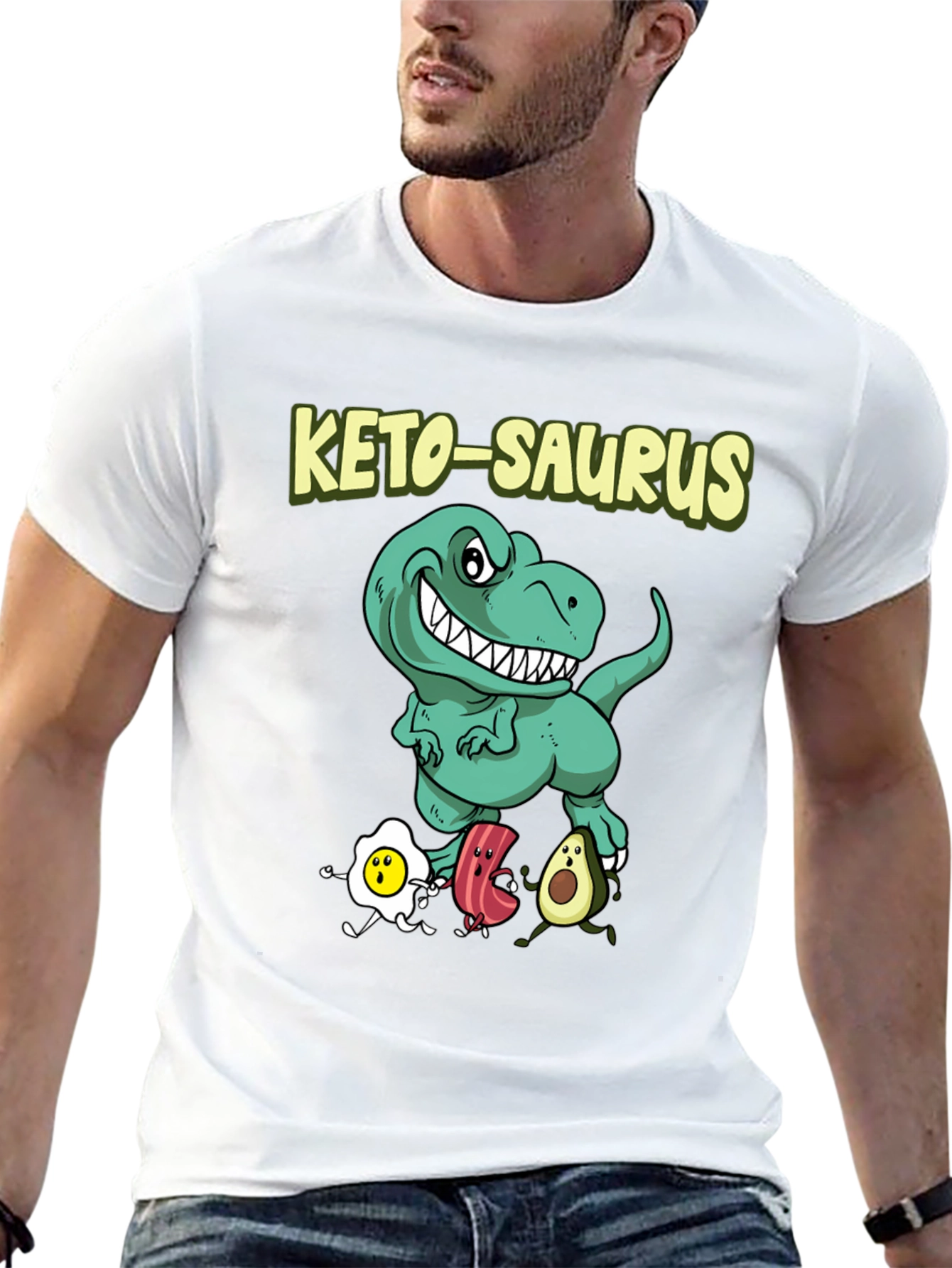 Keto-Saurus T-Shirt - Funny Dinosaur Keto Diet Tee