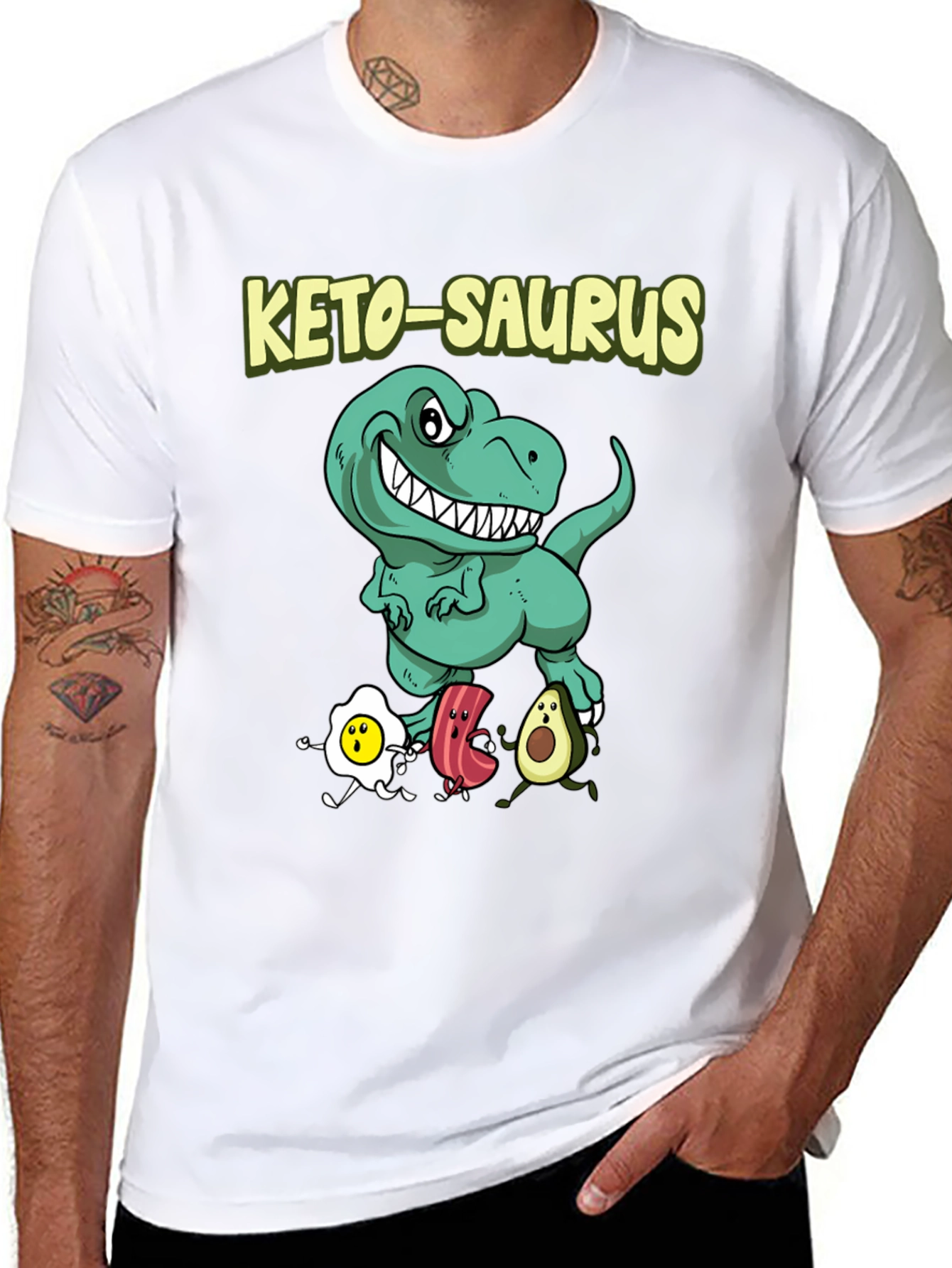 Keto-Saurus T-Shirt - Funny Dinosaur Keto Diet Tee