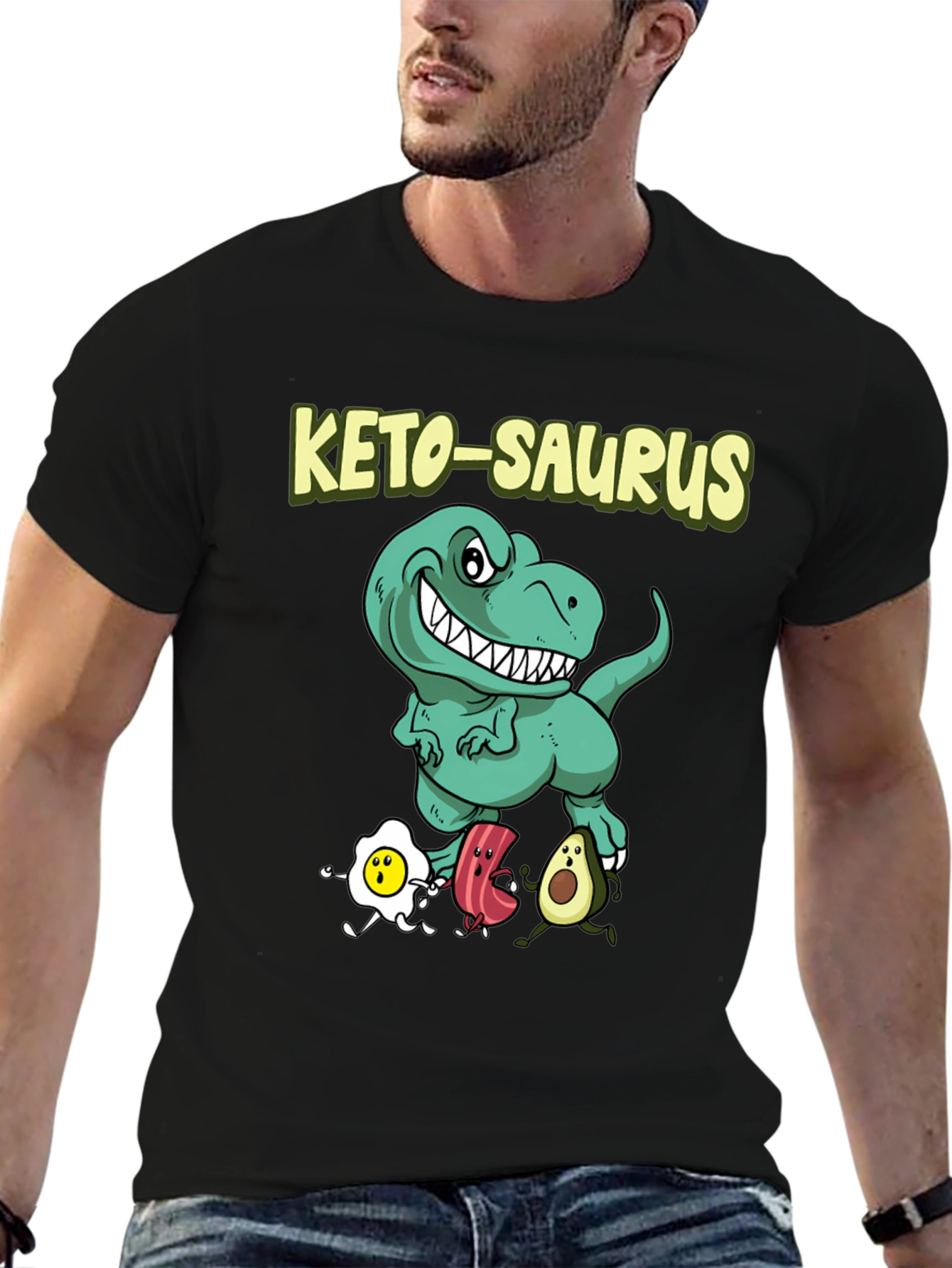 Keto-Saurus T-Shirt - Funny Dinosaur Keto Diet Tee