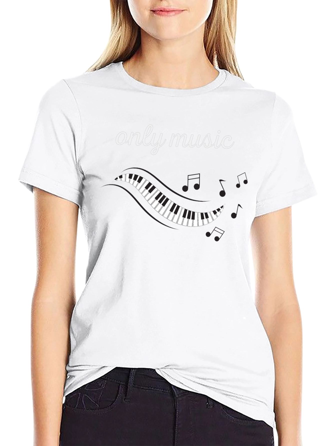 Only Music Piano Keys Graphic T-Shirt