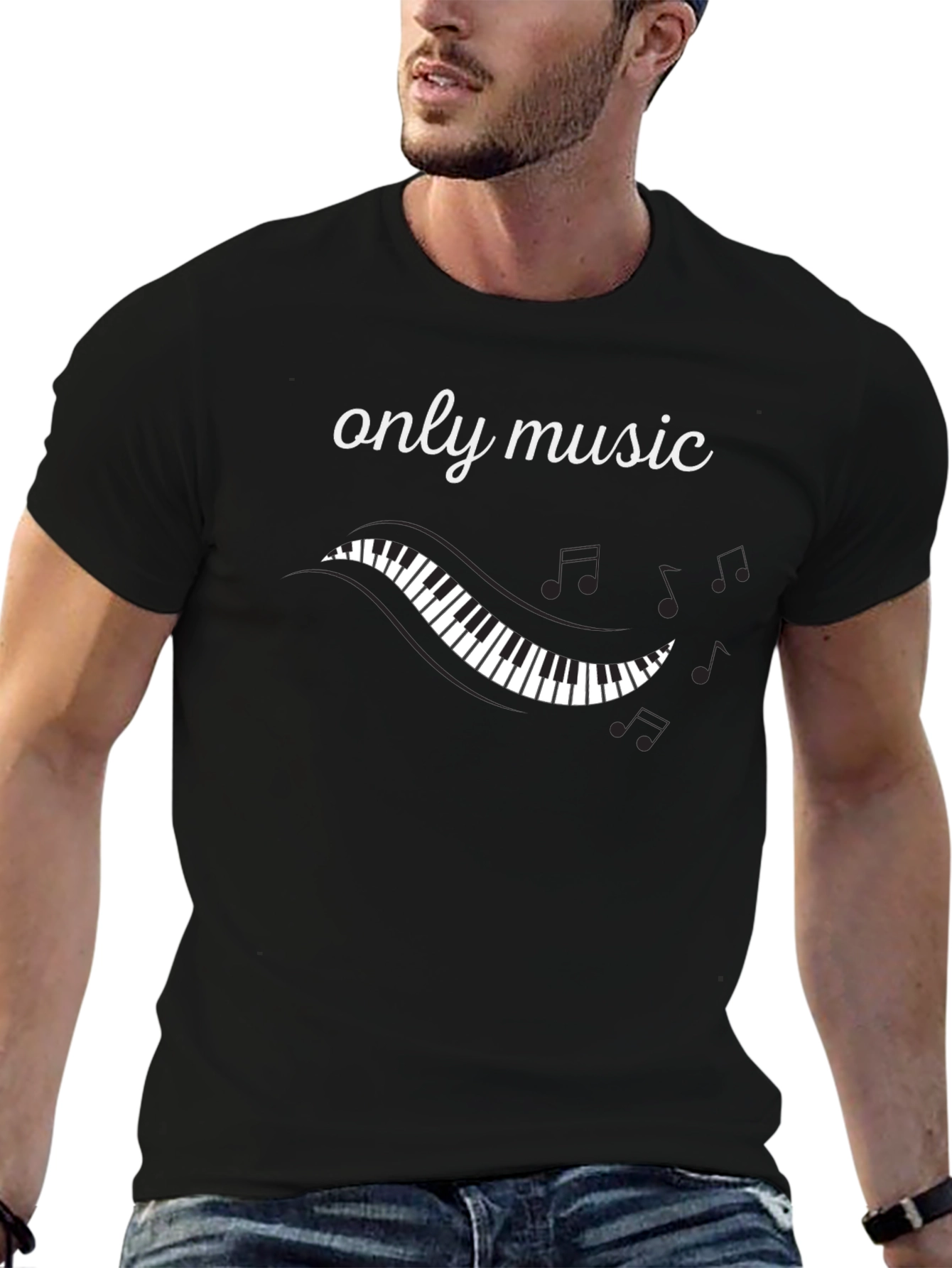 Only Music Piano Keys Graphic T-Shirt