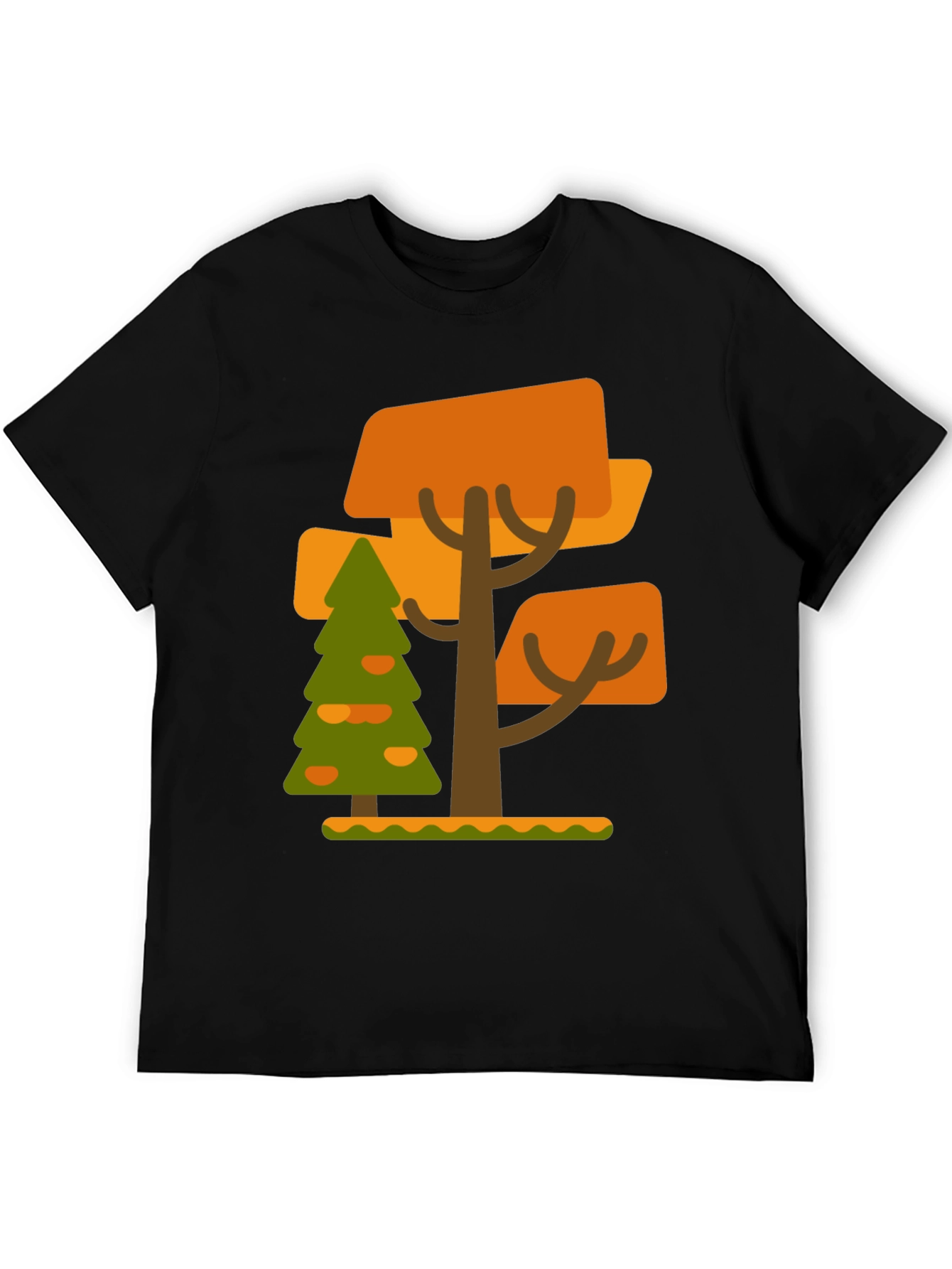 Abstract Tree Graphic Tee - Black Cotton Blend