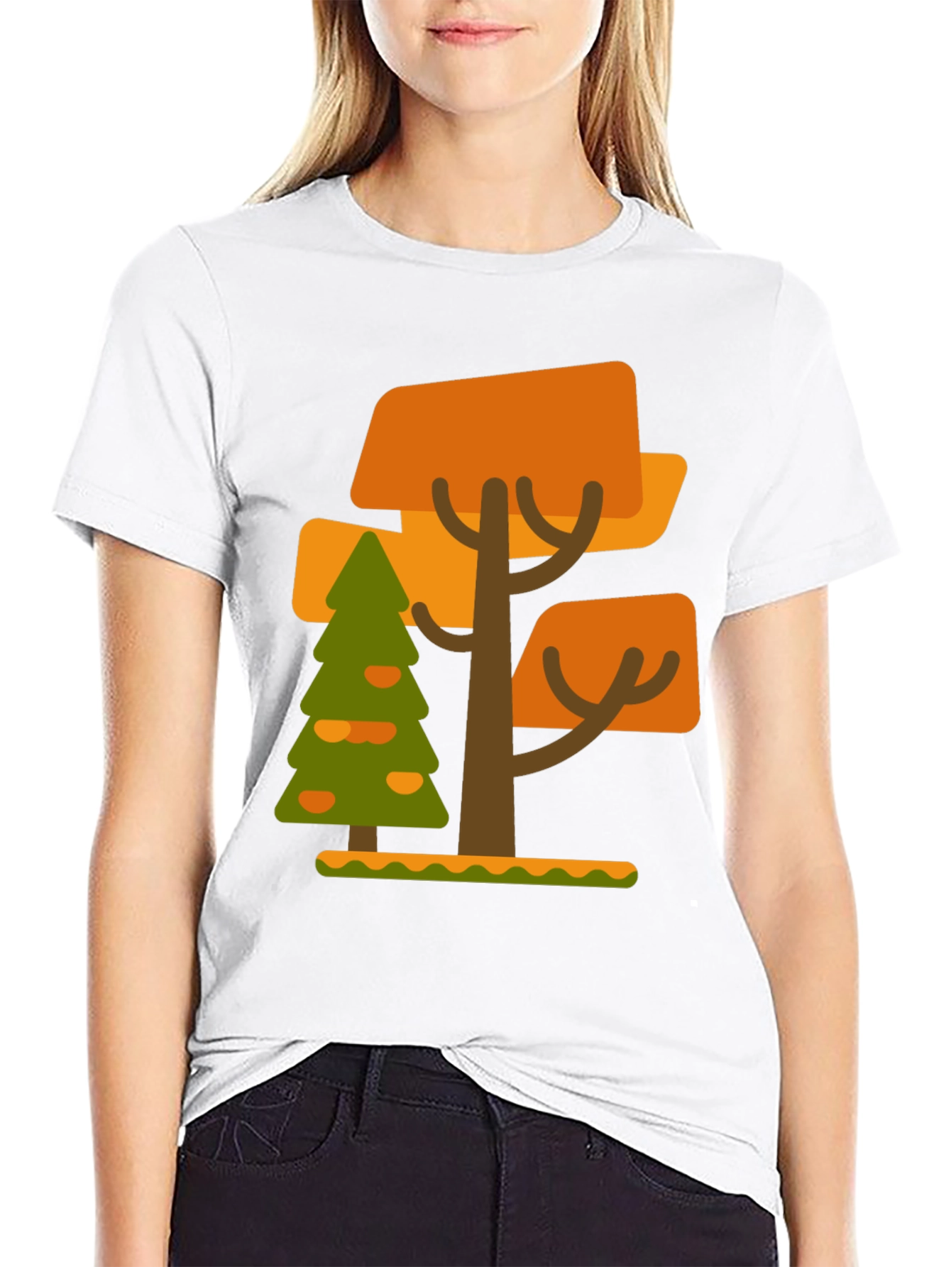 Abstract Tree Graphic Tee - Black Cotton Blend