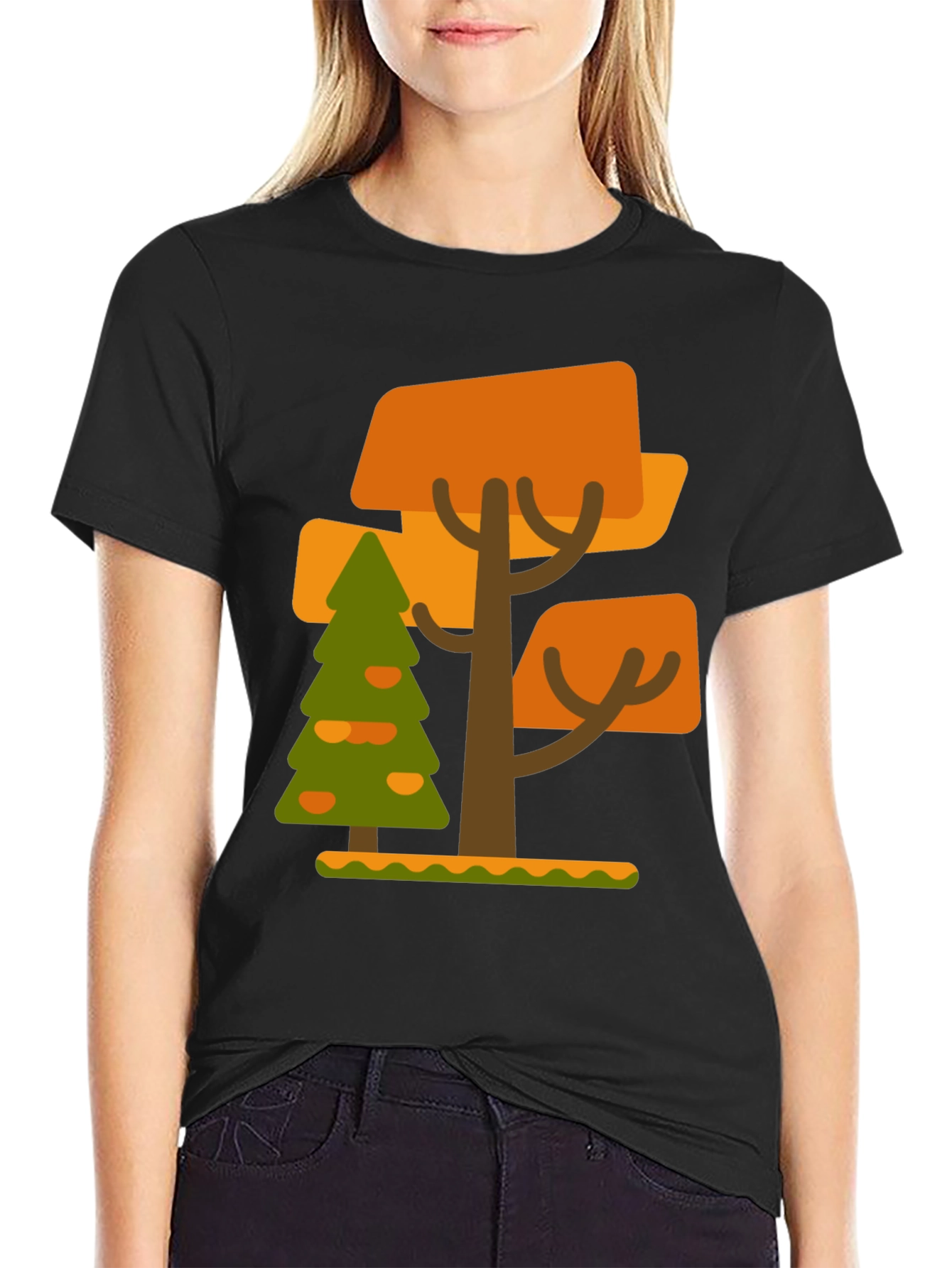 Abstract Tree Graphic Tee - Black Cotton Blend