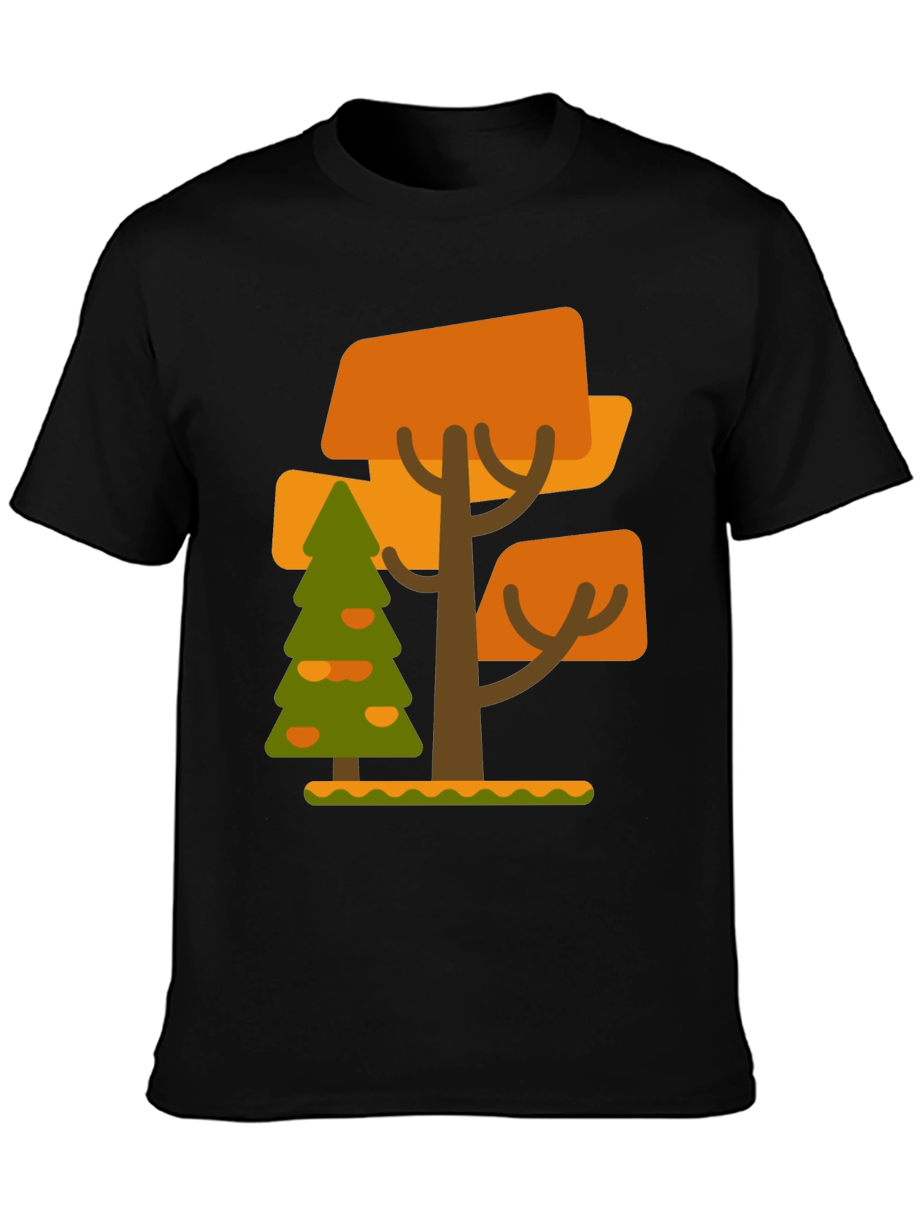 Abstract Tree Graphic Tee - Black Cotton Blend