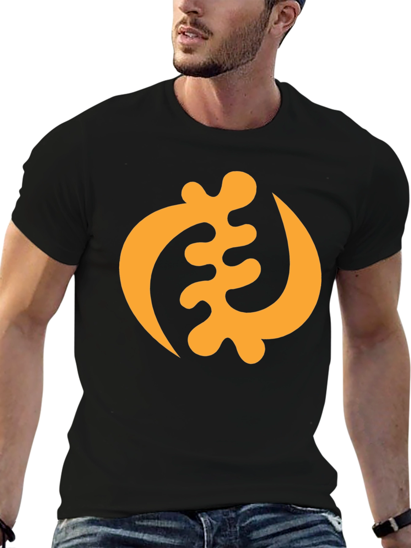 Black T-Shirt with Adinkra Symbol