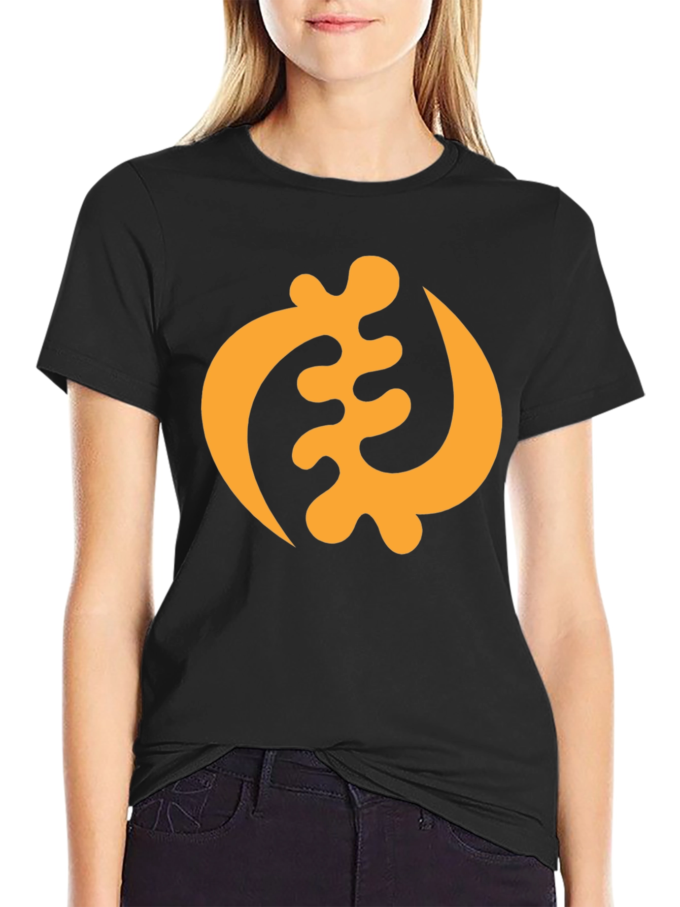 Black T-Shirt with Adinkra Symbol