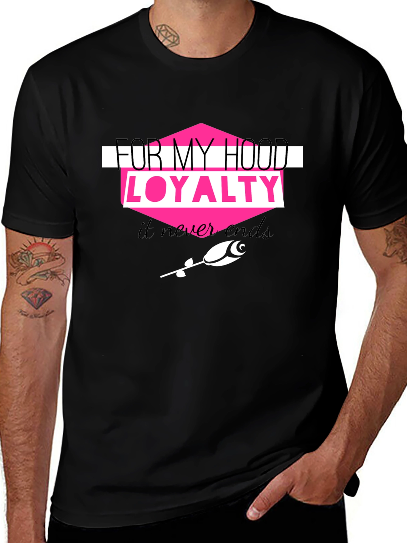 Hood Loyalty Graphic Tee - Trendy Black T-Shirt