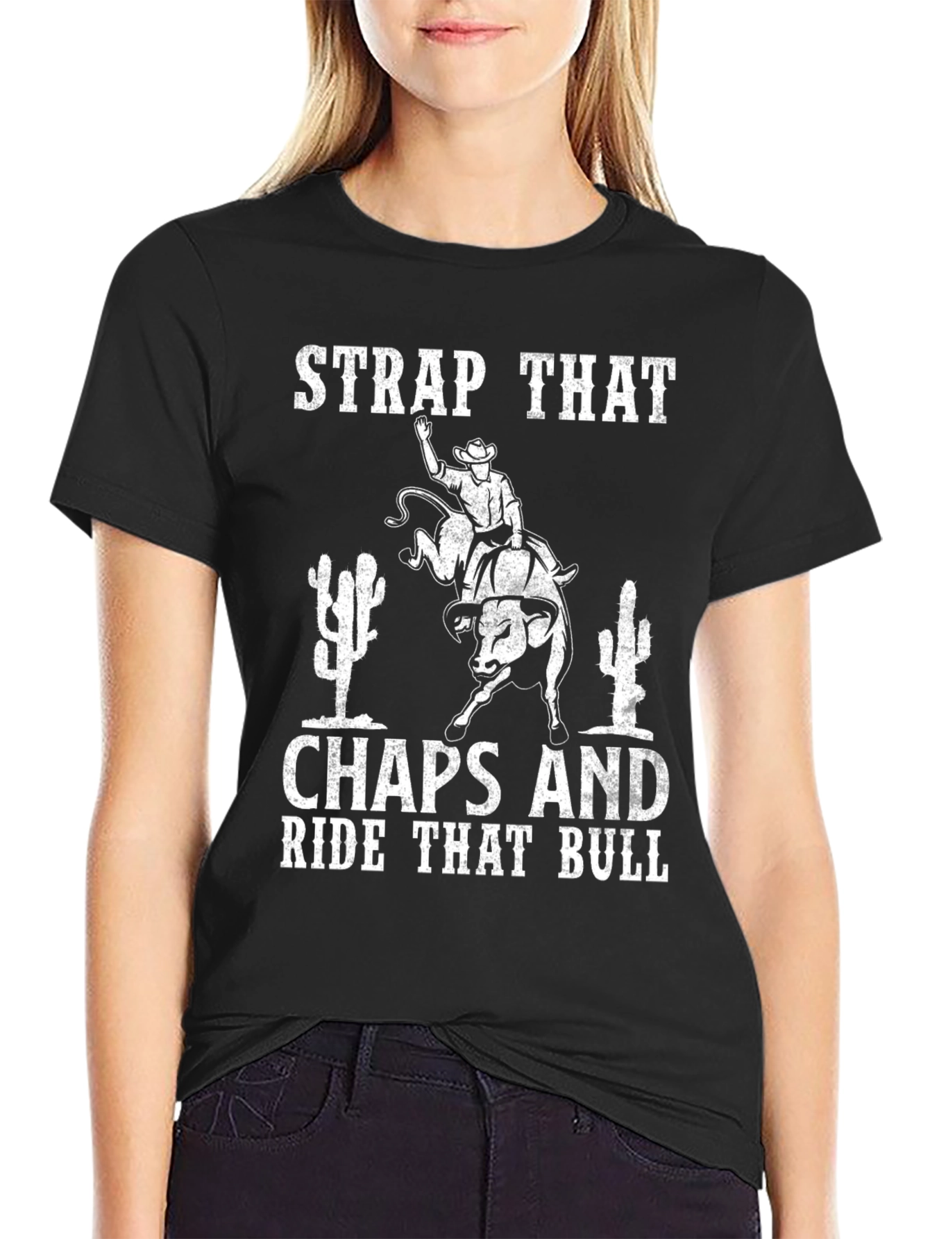 Strap That Chaps Bull Riding Graphic Tee