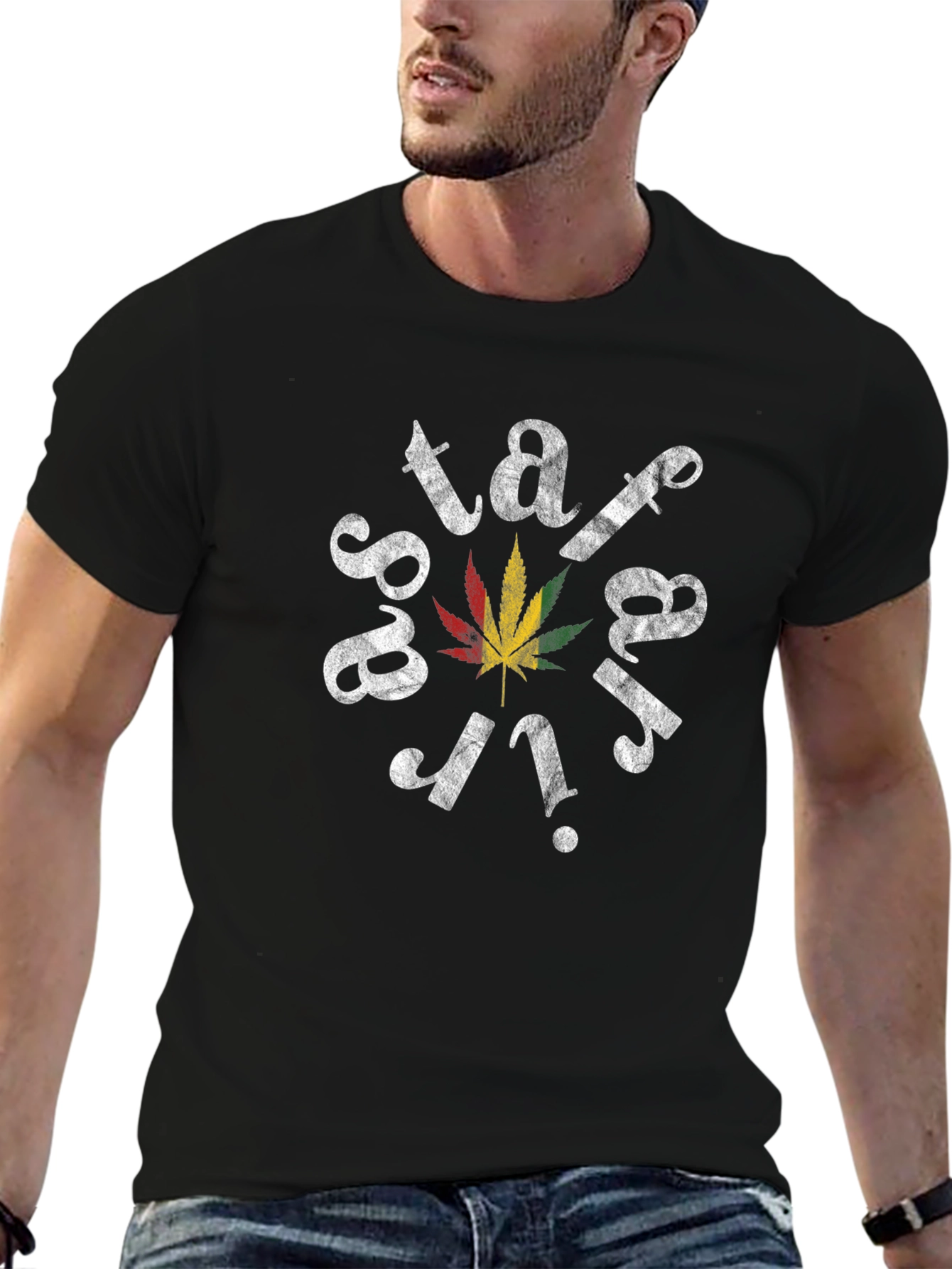 Stay High Weed Leaf Graphic Black T-Shirt