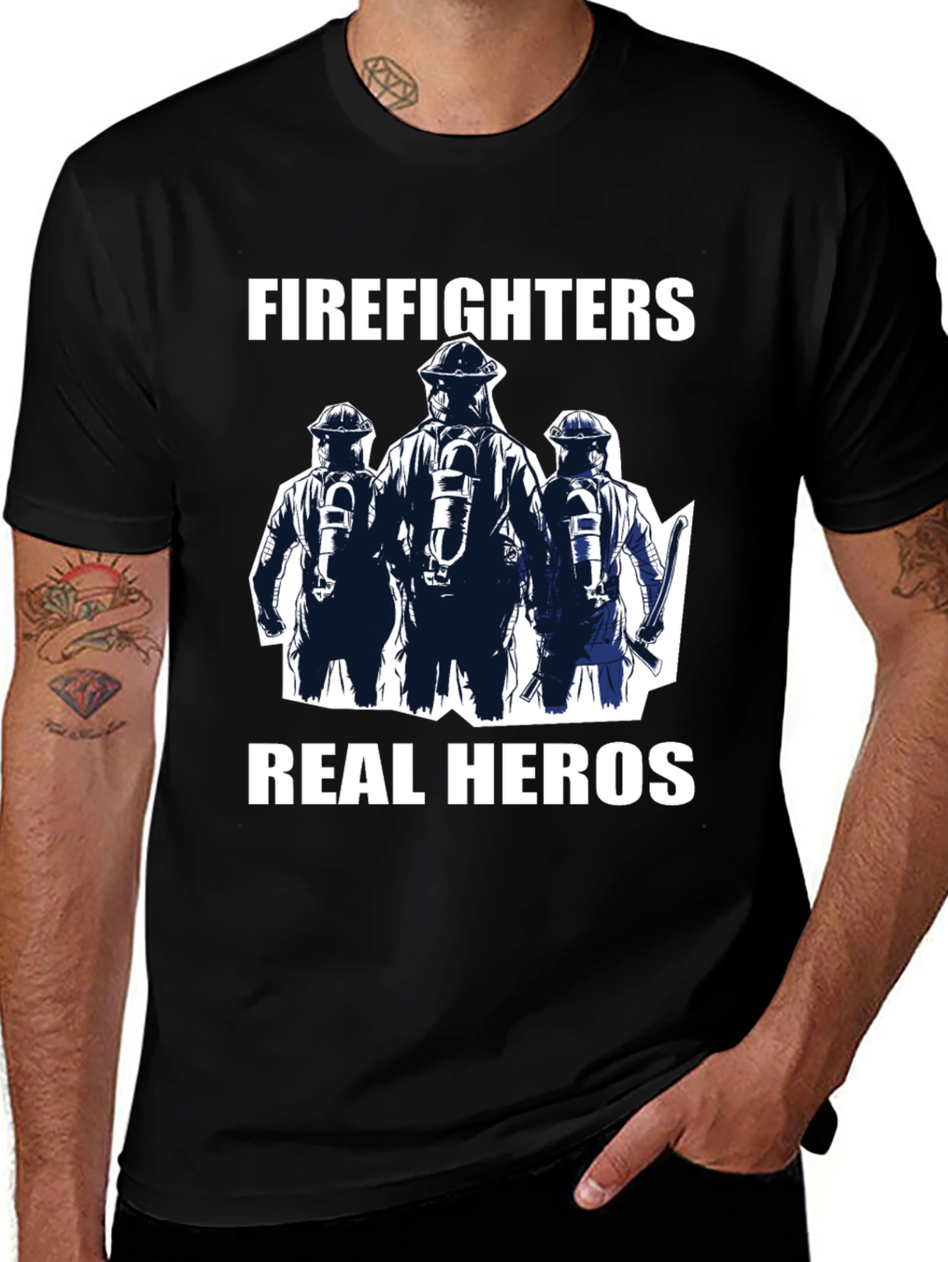 Firefighters Real Heros Graphic T-Shirt