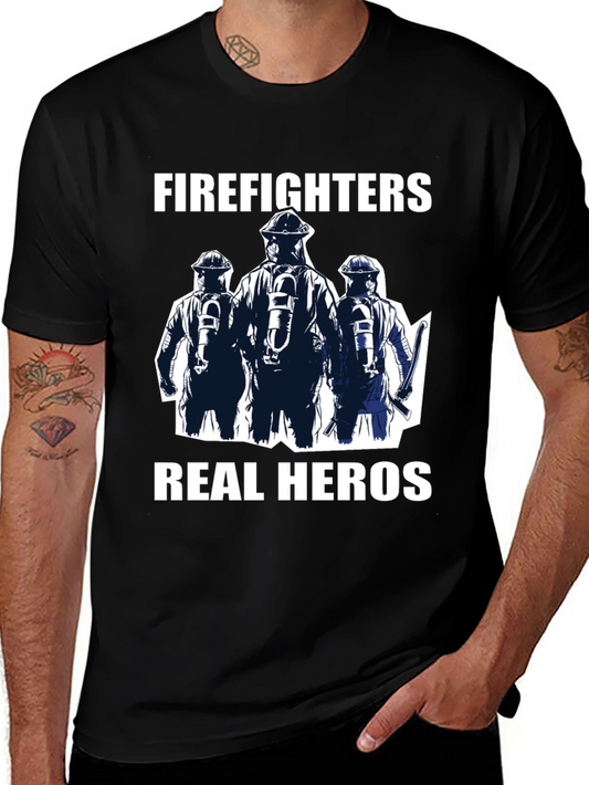 Firefighters Real Heros Graphic T-Shirt