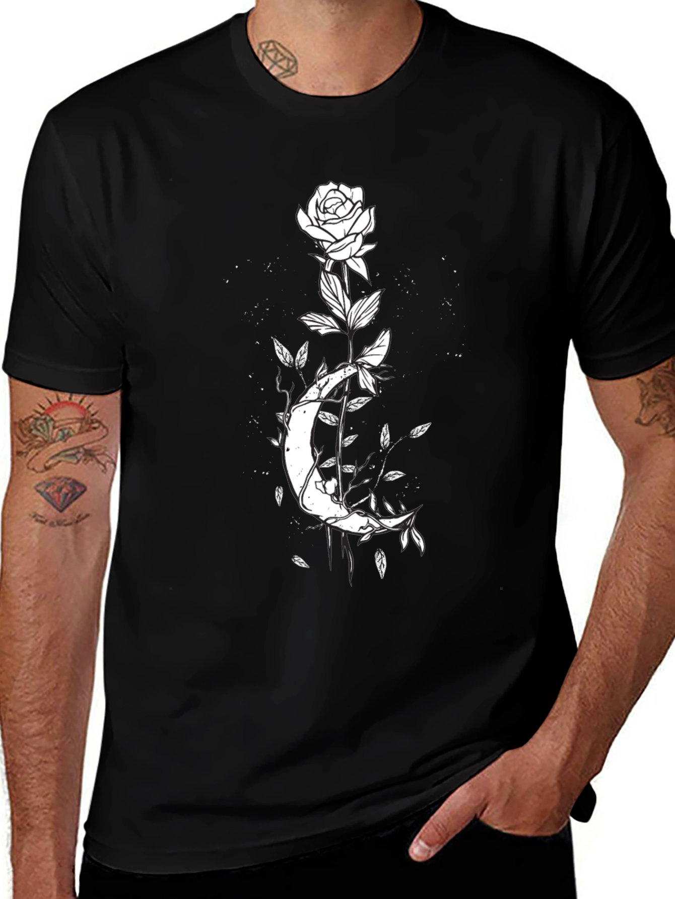 Moon Rose Graphic T-Shirt - Black