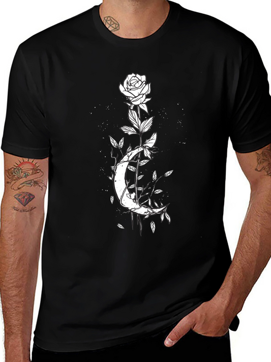 Moon Rose Graphic T-Shirt - Black