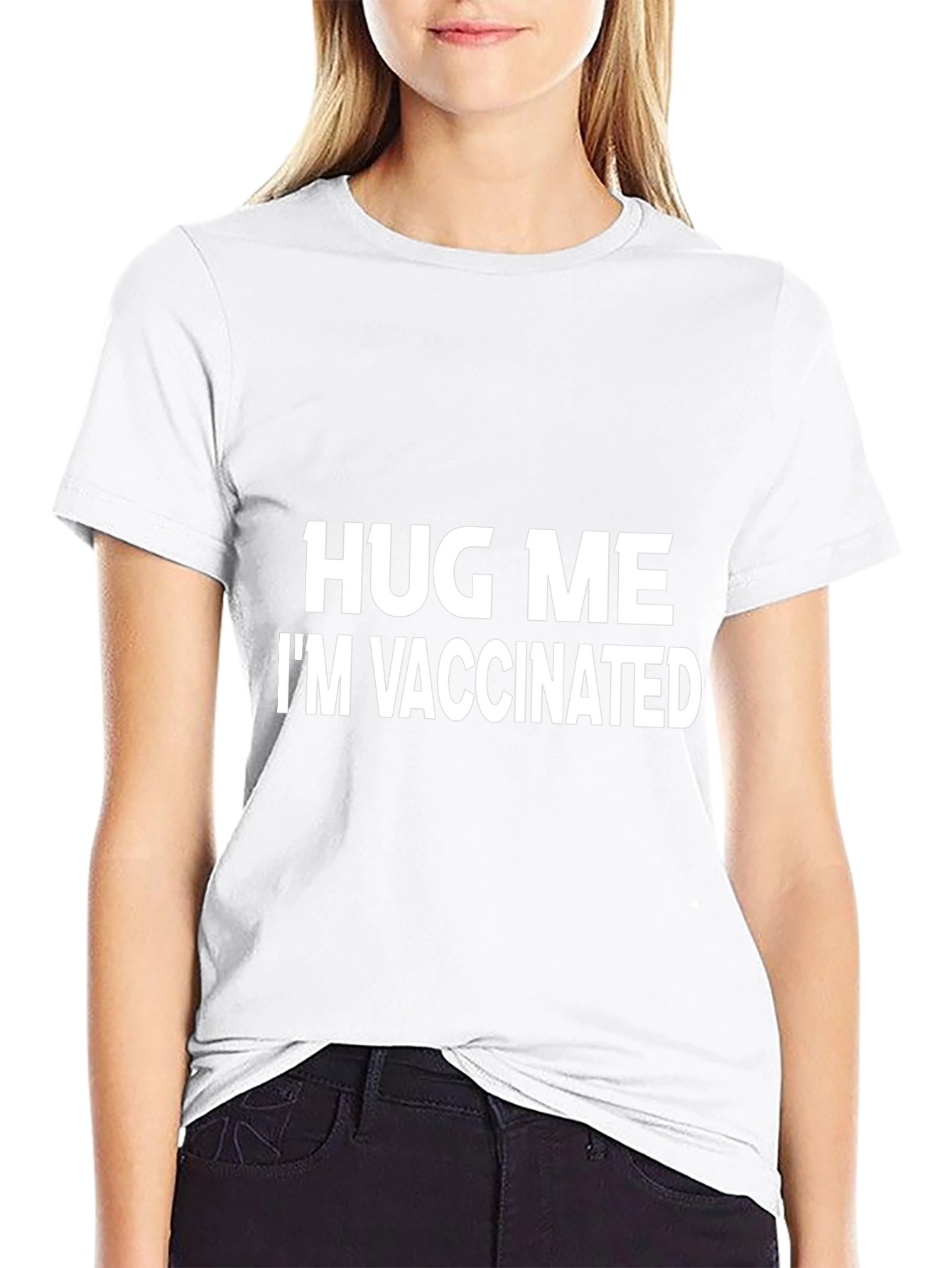 Hug Me Im Vaccinated Black T-Shirt