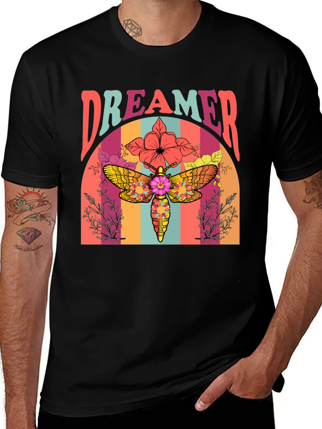 Dreamer Moth Graphic T-Shirt - Retro Style