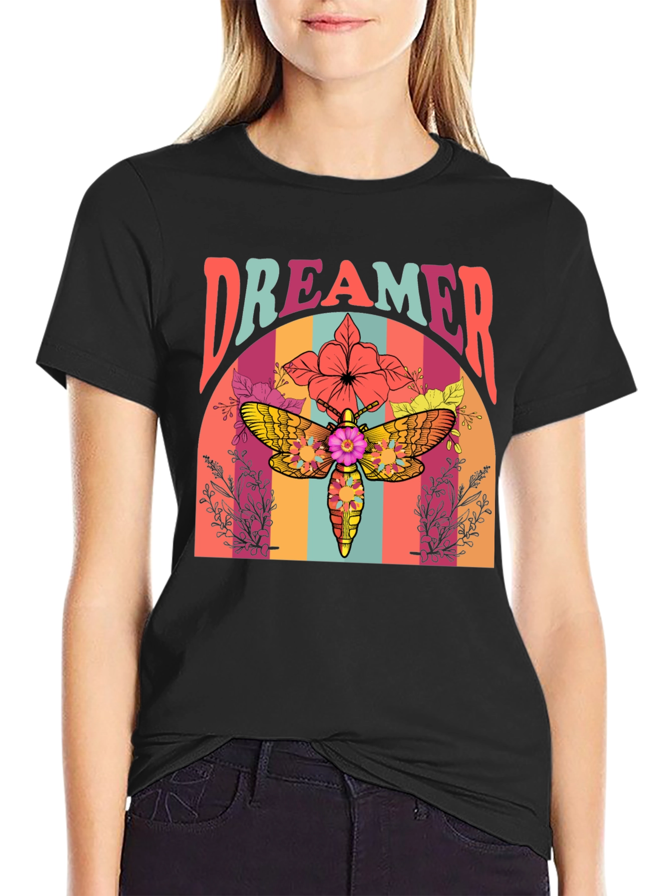 Dreamer Moth Graphic T-Shirt - Retro Style