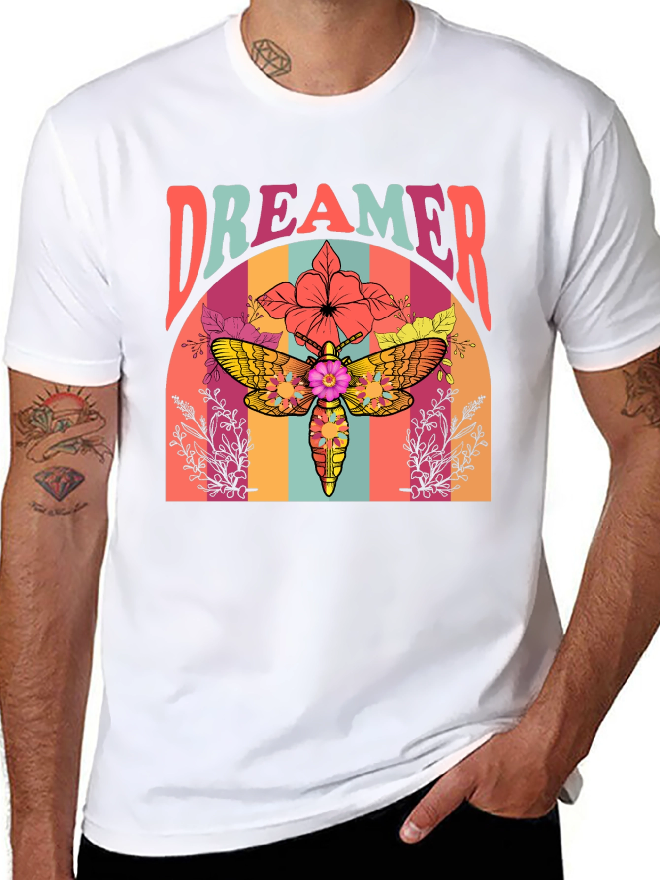 Dreamer Moth Graphic T-Shirt - Retro Style