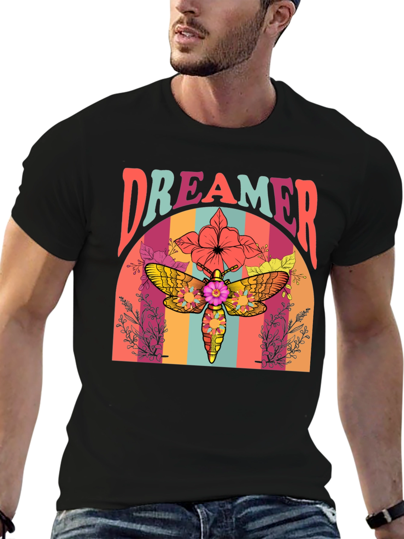 Dreamer Moth Graphic T-Shirt - Retro Style