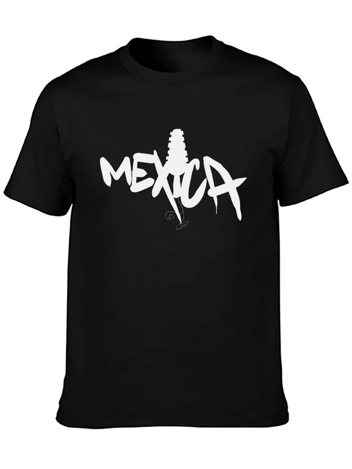 Mexico Guitar Graphic Black T-Shirt