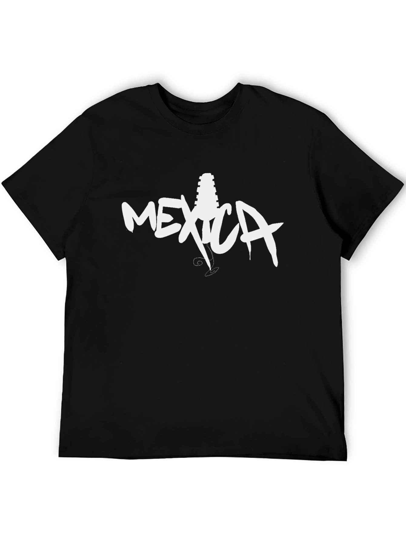 Mexico Guitar Graphic Black T-Shirt
