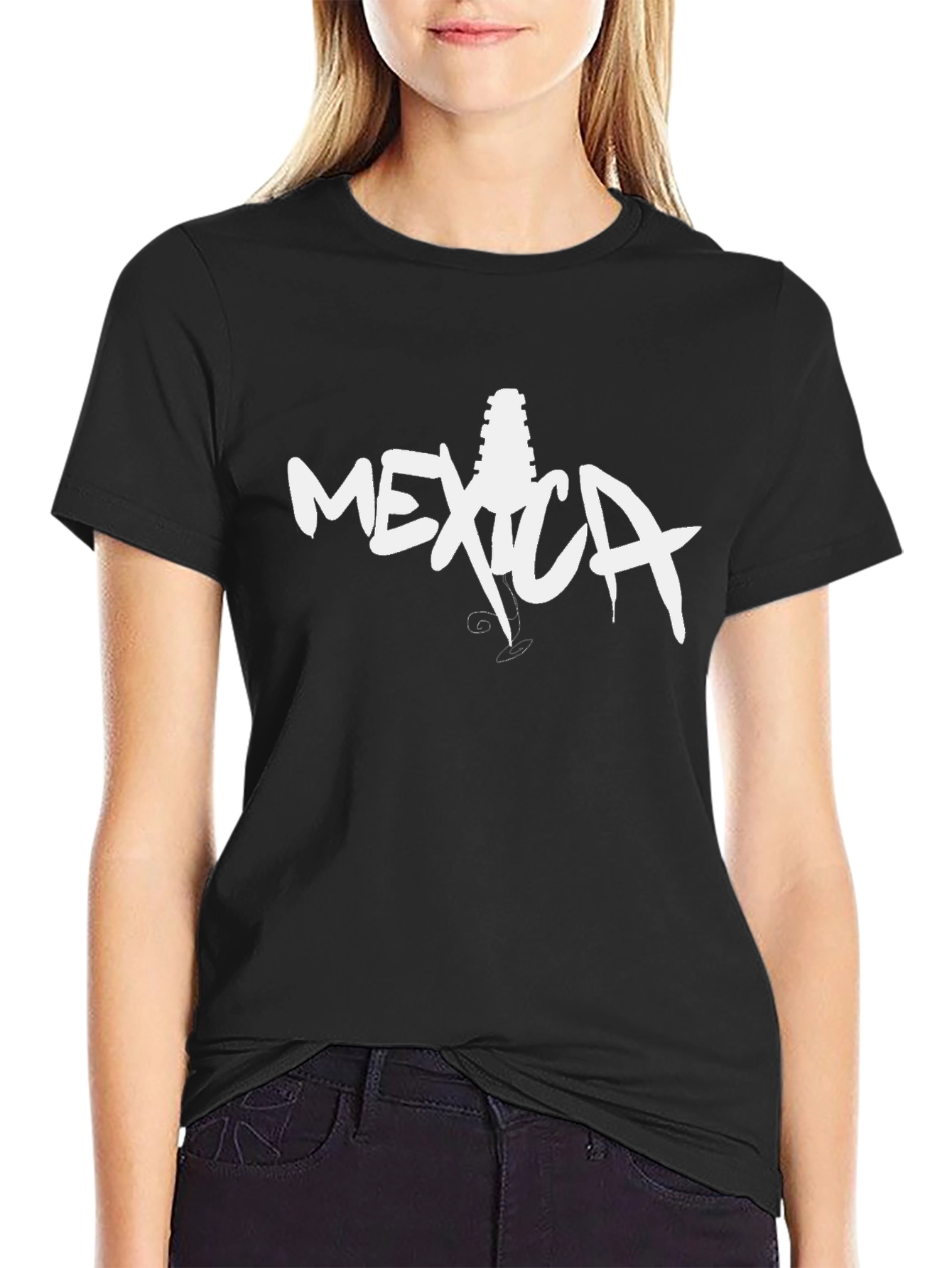 Mexico Guitar Graphic Black T-Shirt