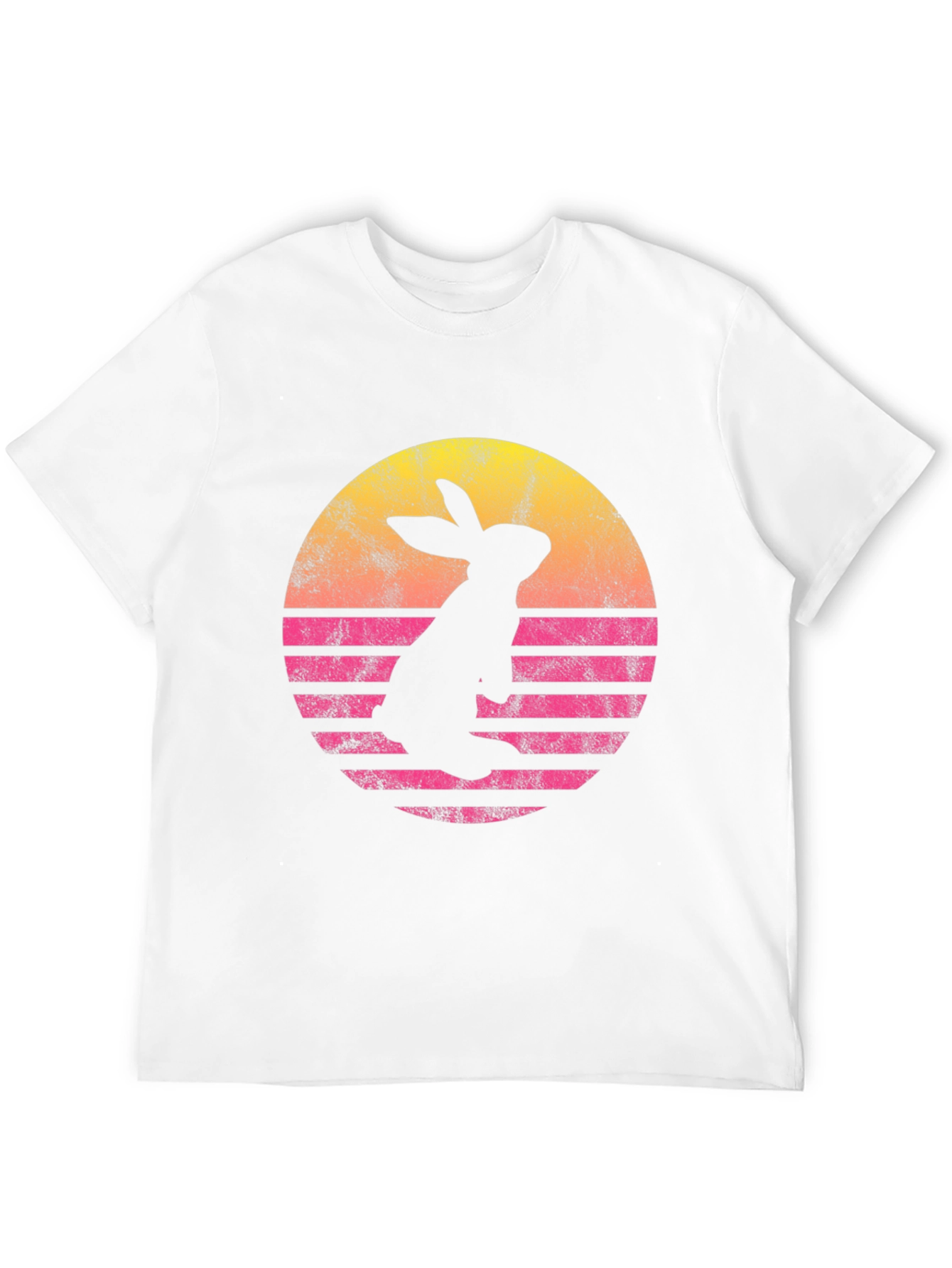 Retro Rabbit Sunset T-Shirt - Black Cotton Blend Tee