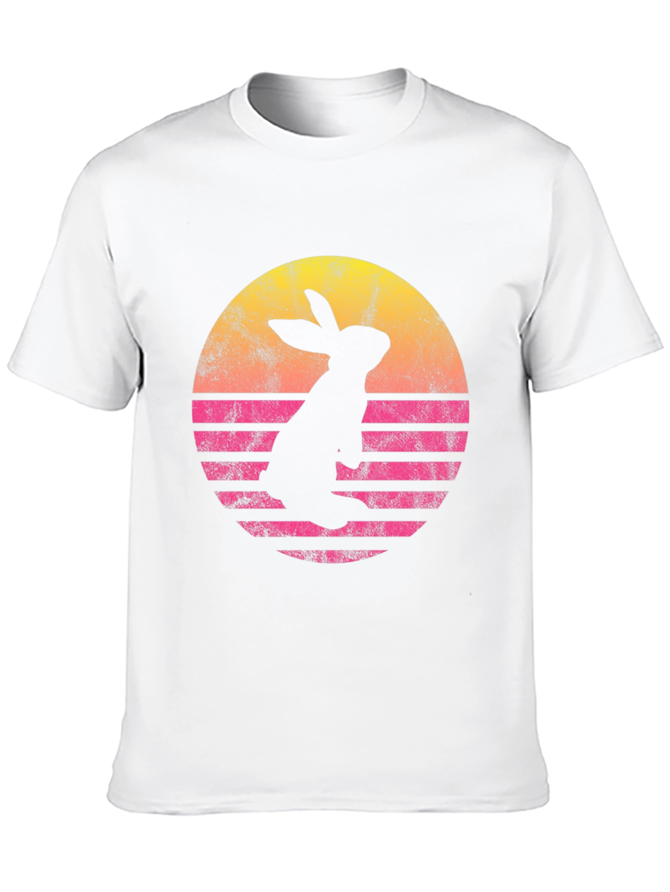 Retro Rabbit Sunset T-Shirt - Black Cotton Blend Tee