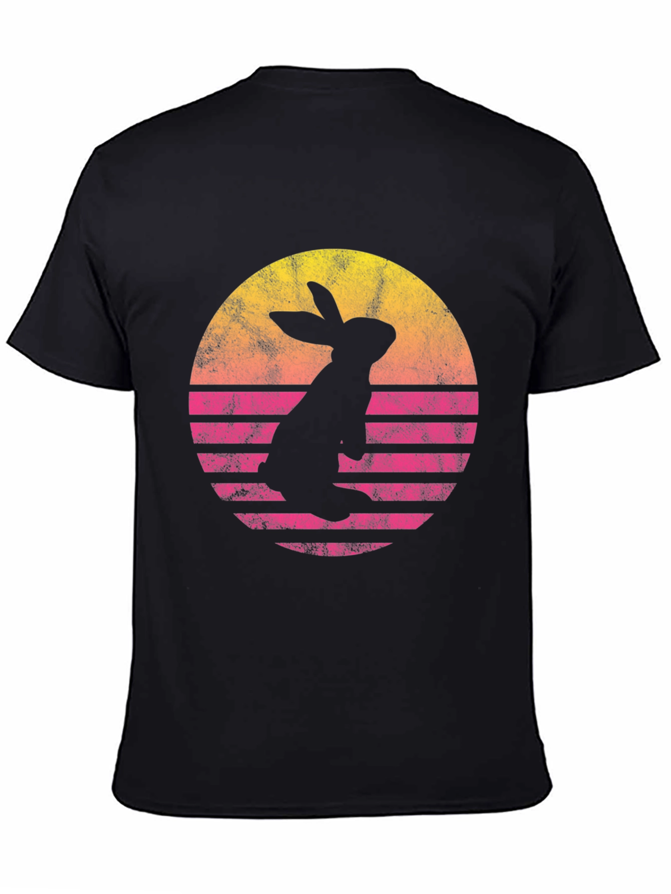 Retro Rabbit Sunset T-Shirt - Black Cotton Blend Tee