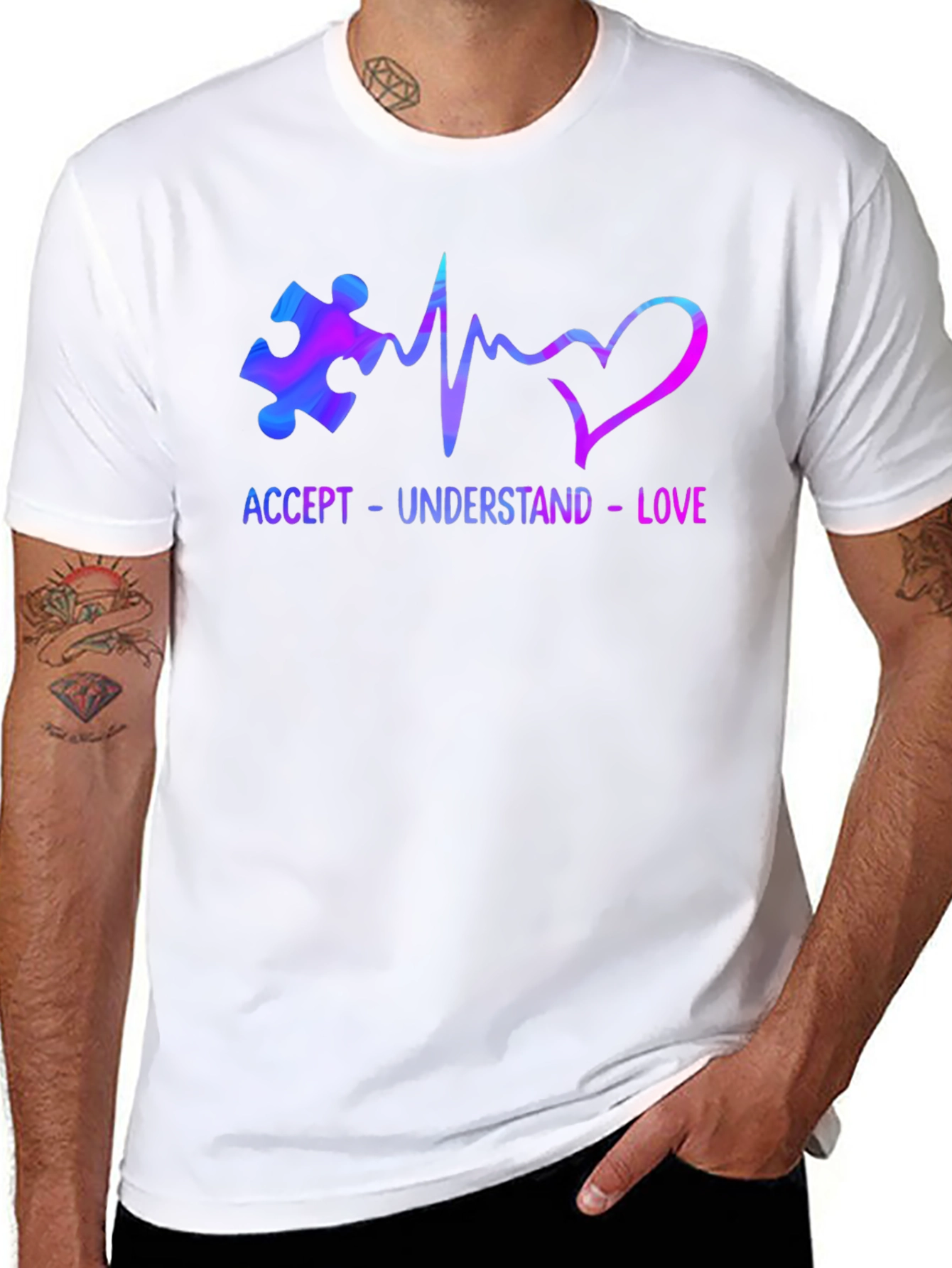Autism Awareness Accept Love Mens Tee