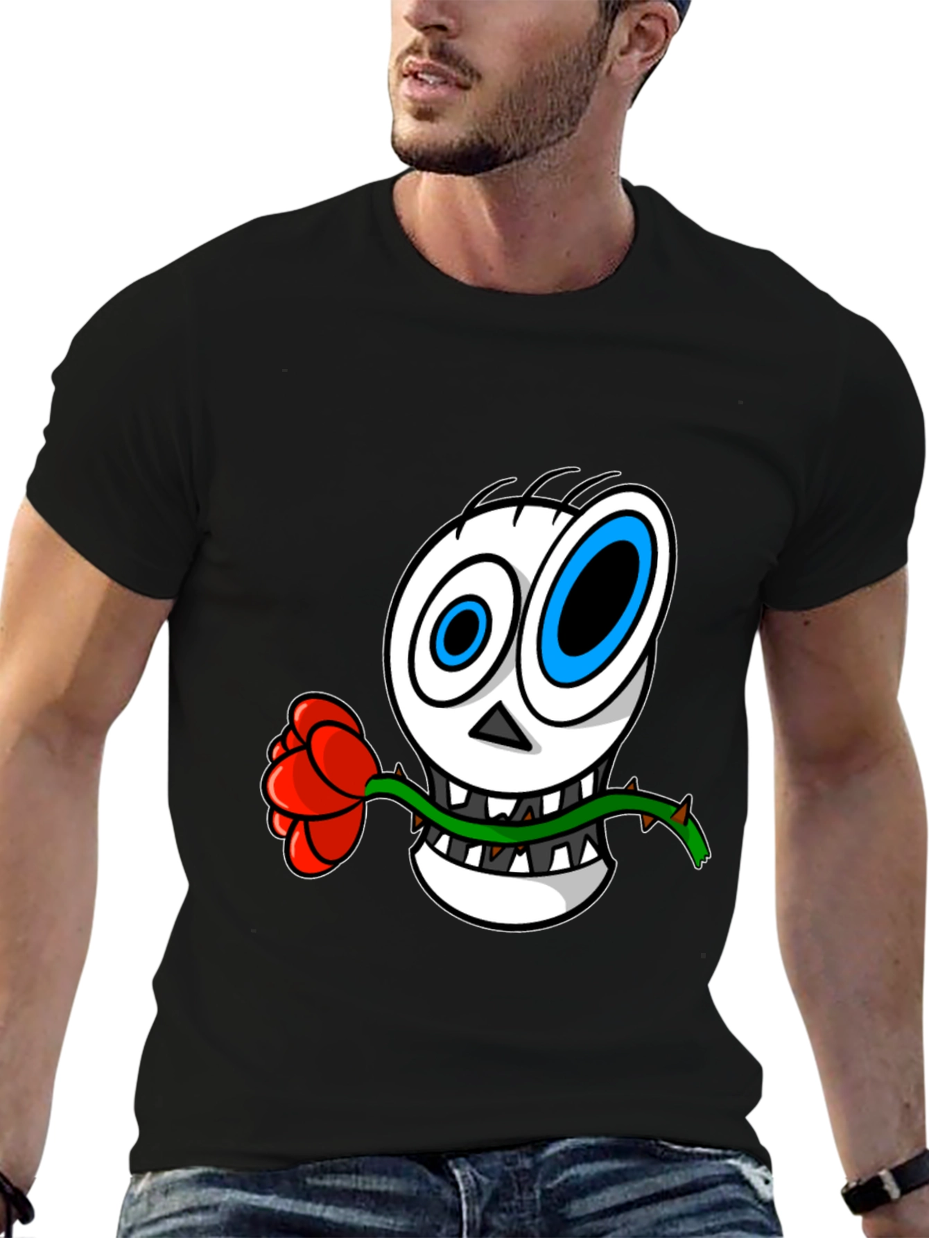 Skull Rose Graphic T-Shirt - Mens Black Tee