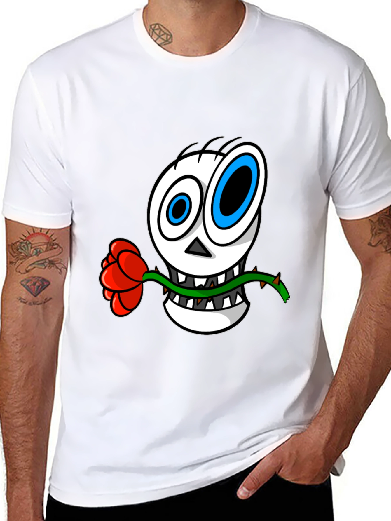 Skull Rose Graphic T-Shirt - Mens Black Tee