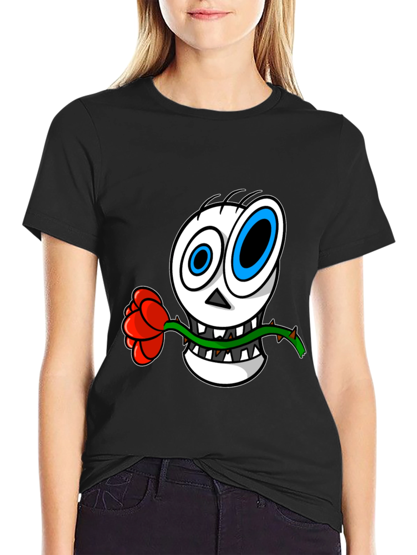 Skull Rose Graphic T-Shirt - Mens Black Tee