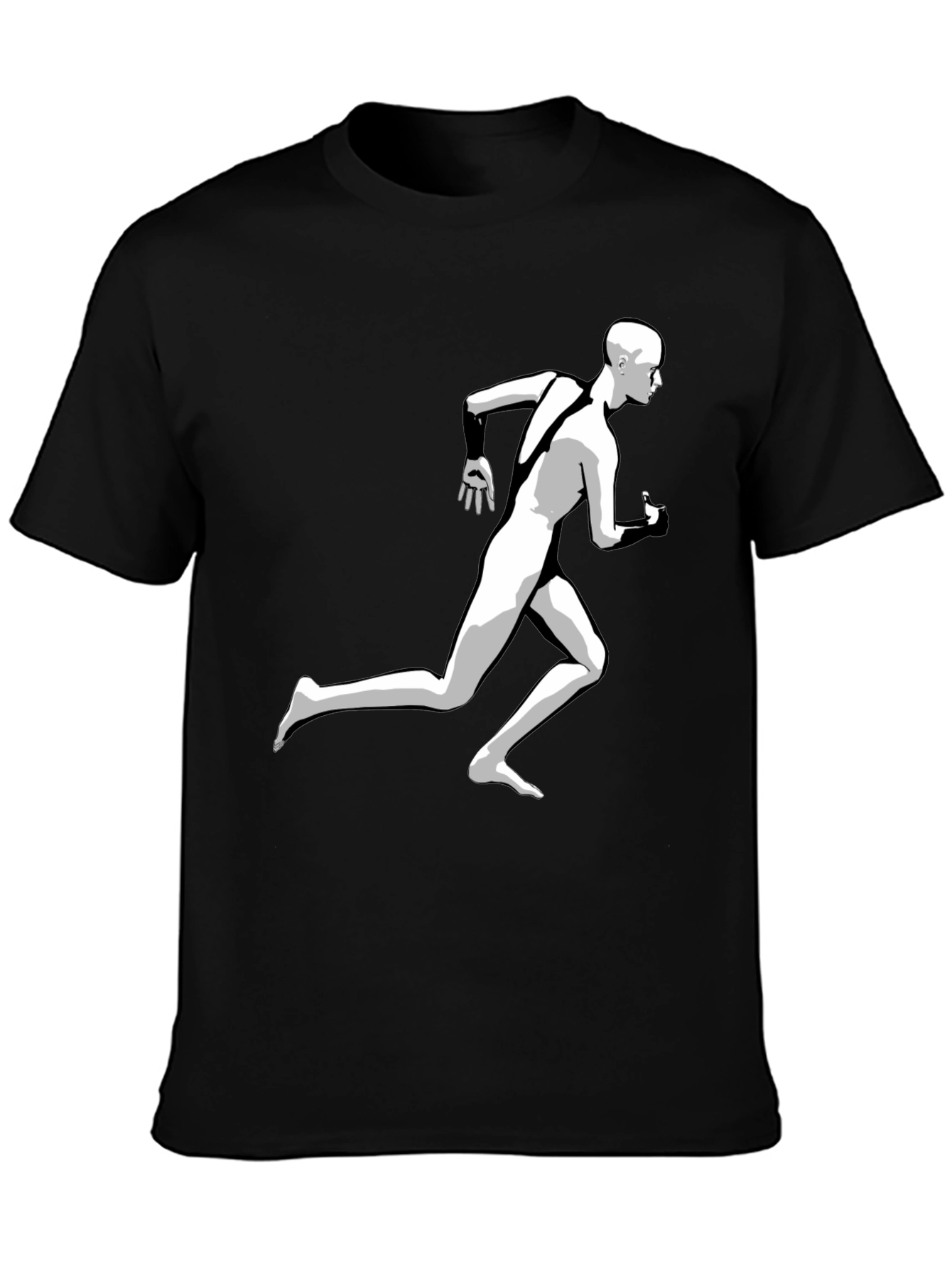 Running Man Graphic Tee - Black Cotton T-Shirt