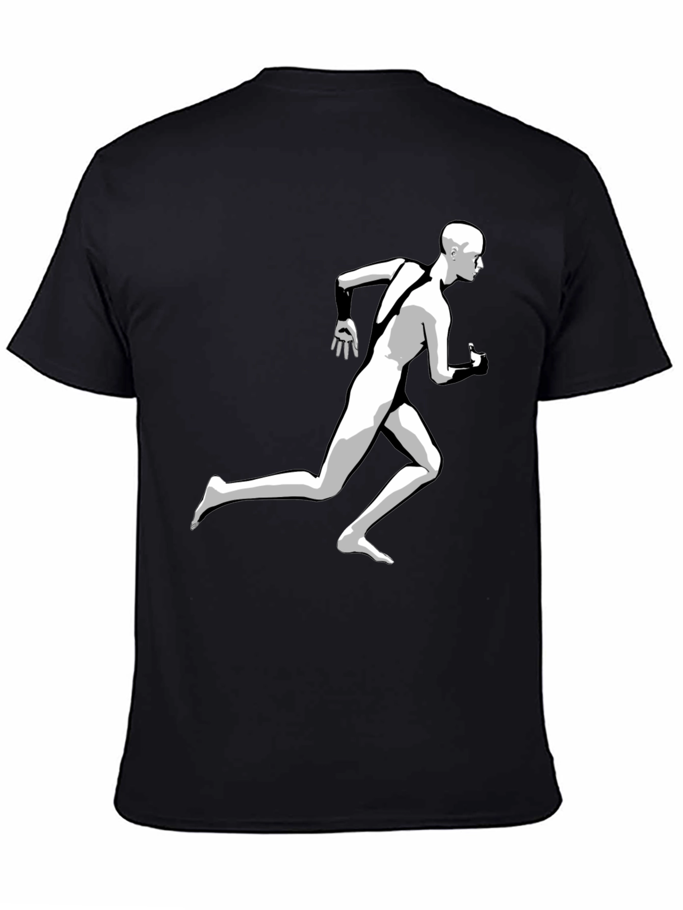 Running Man Graphic Tee - Black Cotton T-Shirt