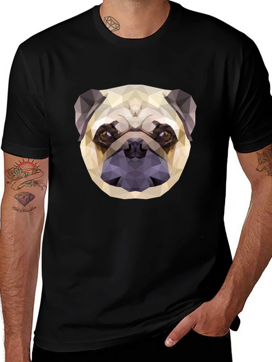 Geometric Pug Graphic Tee - Modern Dog Lovers T-Shirt